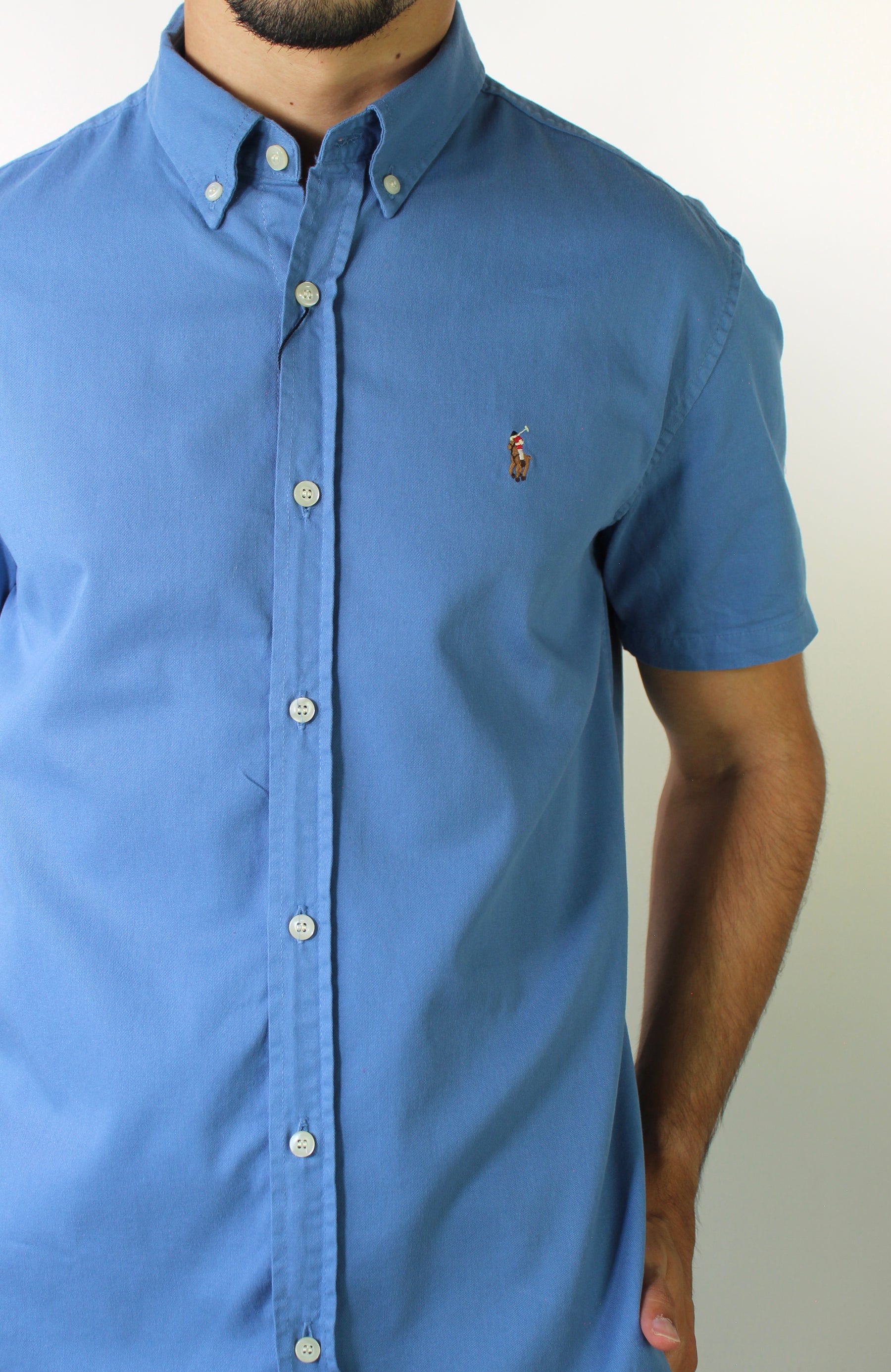 Camisa Social Manga Curta RL - Azul Médio