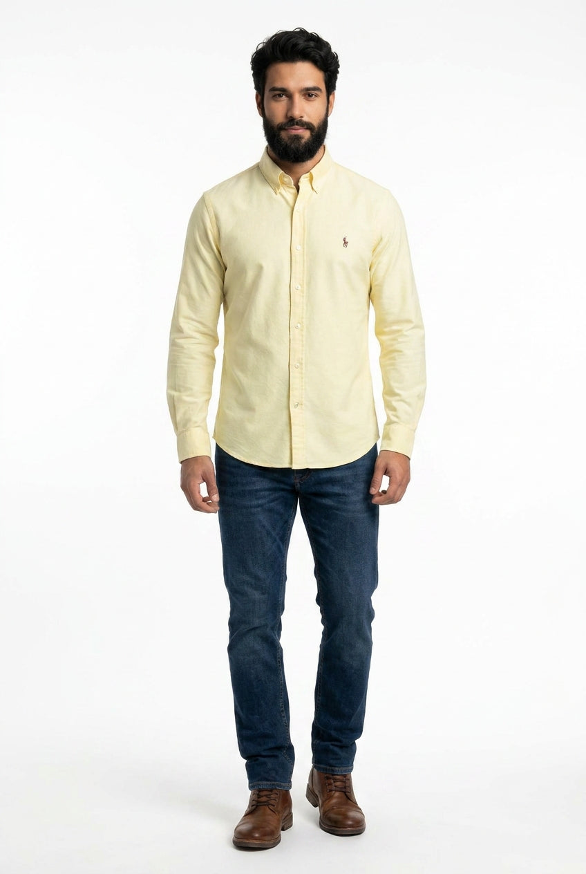 Camisa Social Lisa RL Manga Longa - Amarela