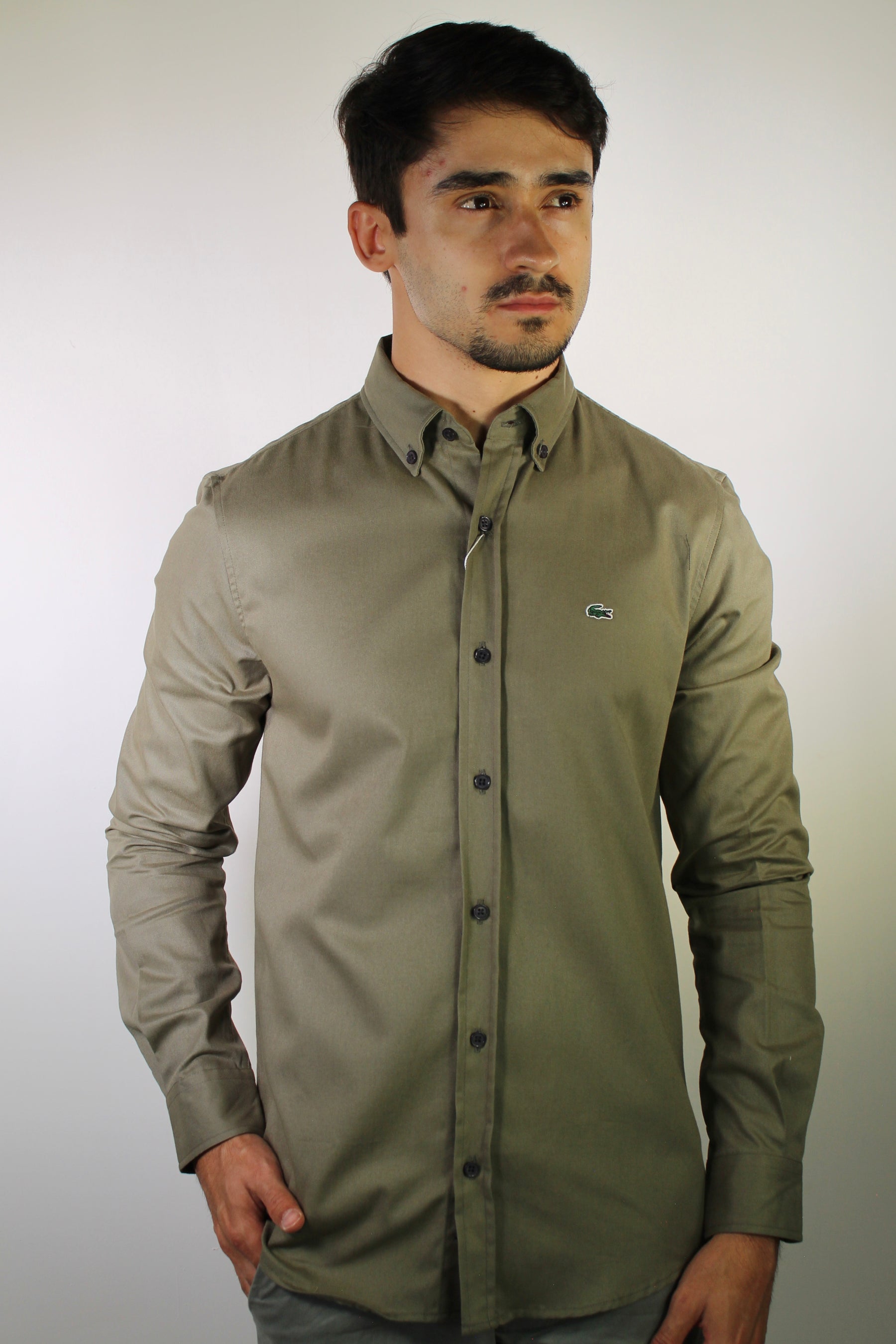 Camisa Social LCT Signature Manga Longa - Verde Army