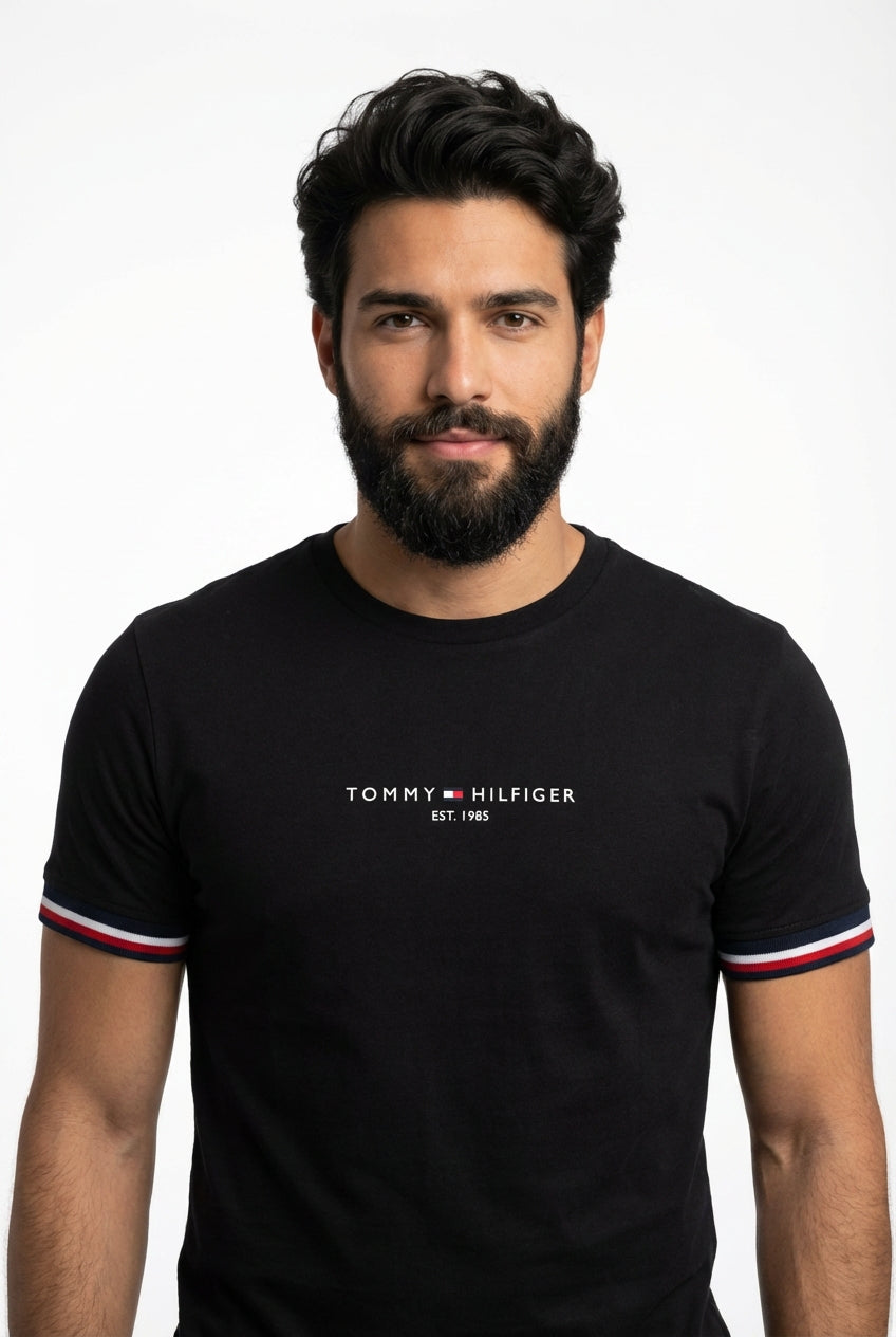 Camiseta TH Est. 1985 Band Sleeve - Preta