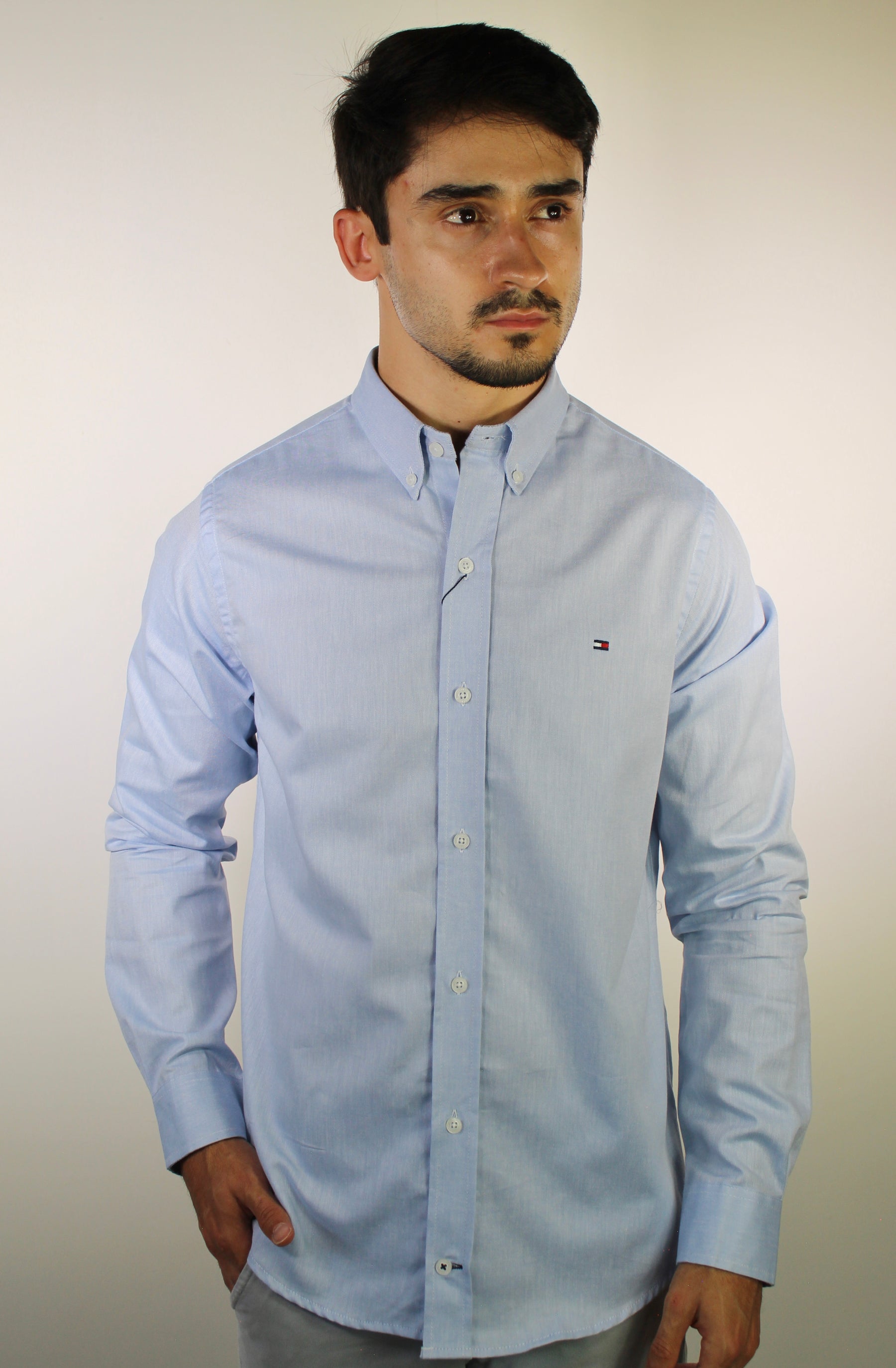 Camisa Social Lisa Manga Longa TH Classic - Azul Bebê Mescla