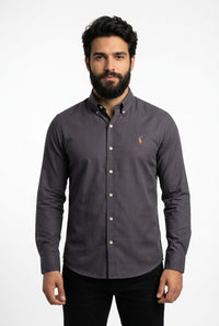 Camisa Social Lisa RL Manga Longa - Chumbo
