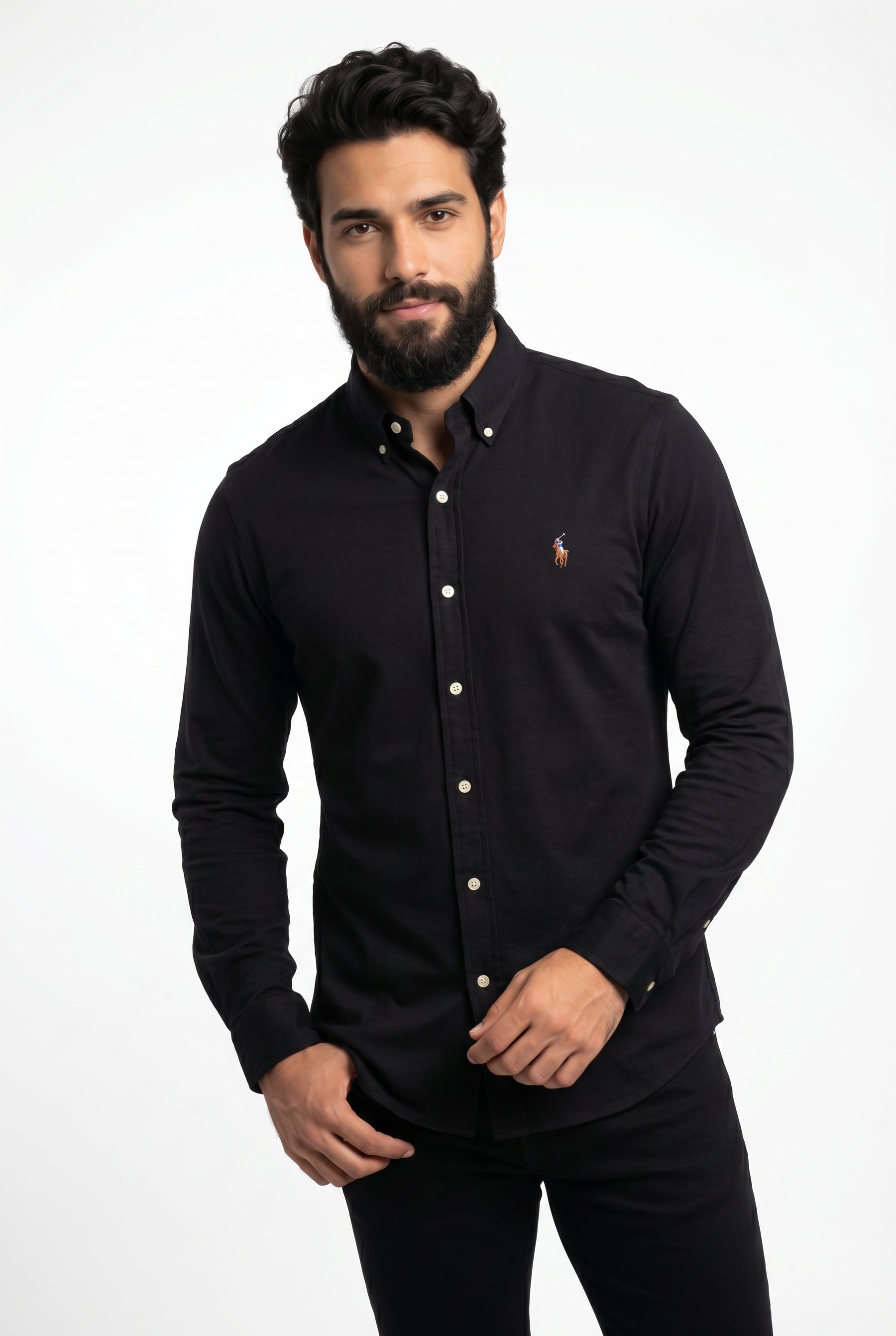 Camisa Social Lisa RL Manga Longa - Preta