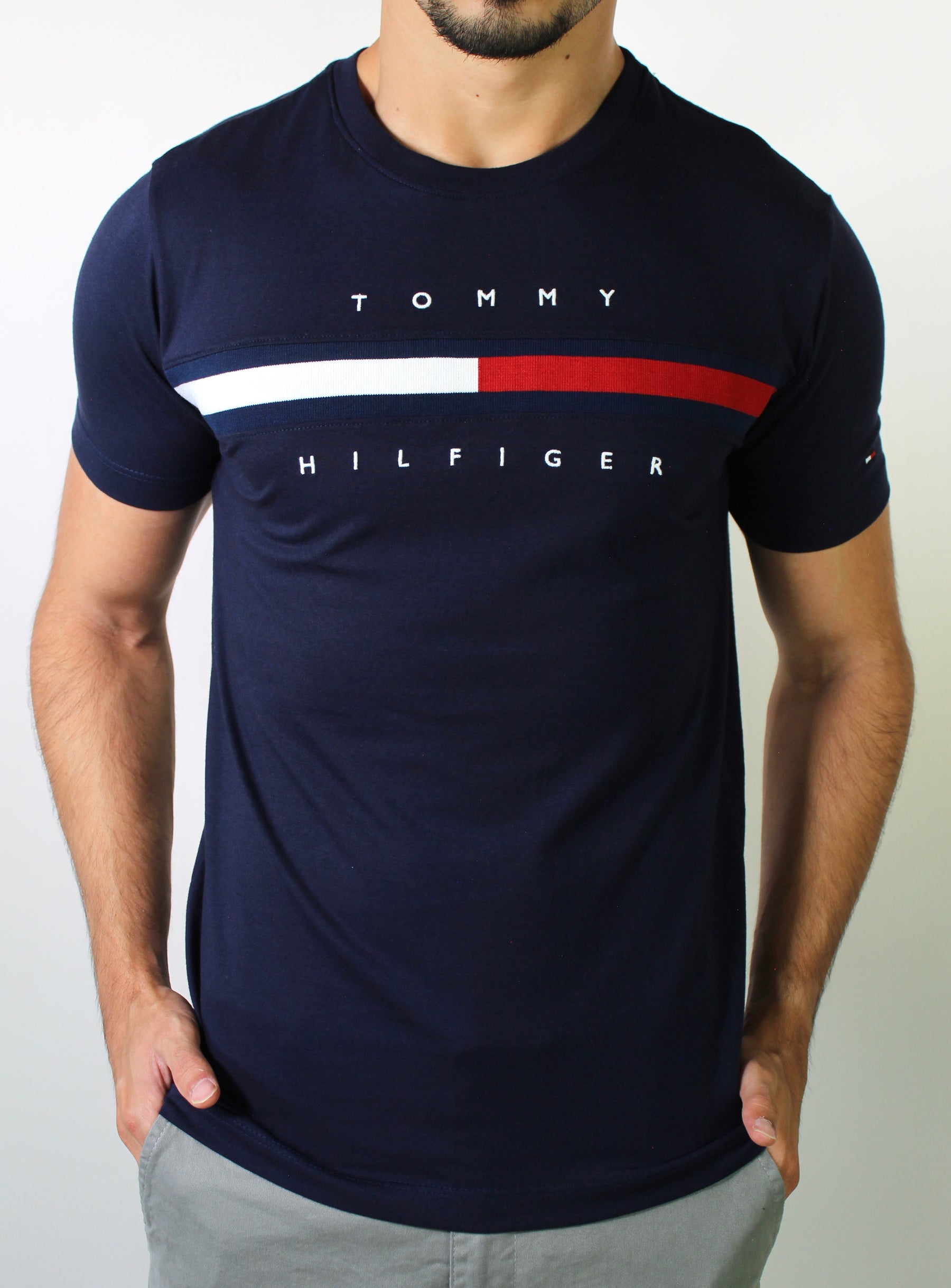 Camiseta TH Flag Stripe - Azul Marinho