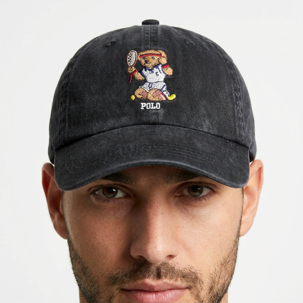 Boné Polo RL Tennis Bear - Preto Estonado
