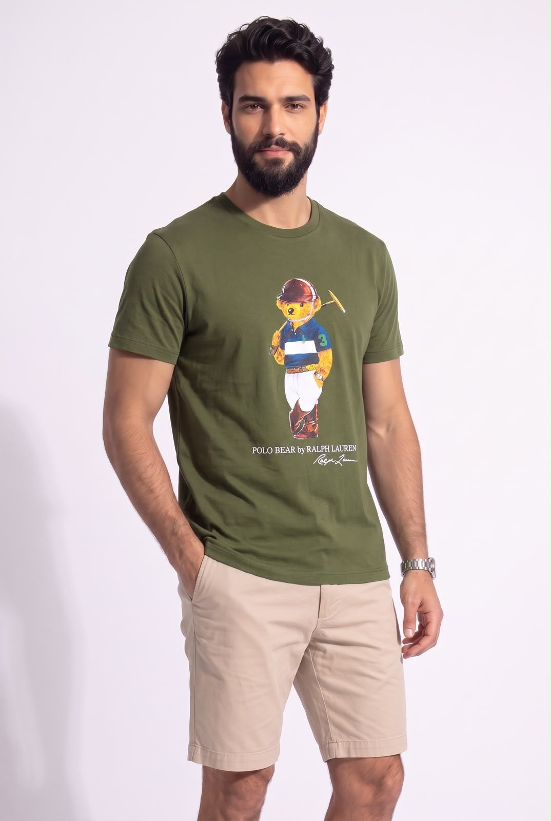 Camiseta RL Sport Icon Polo Rider Bear - Verde Musgo