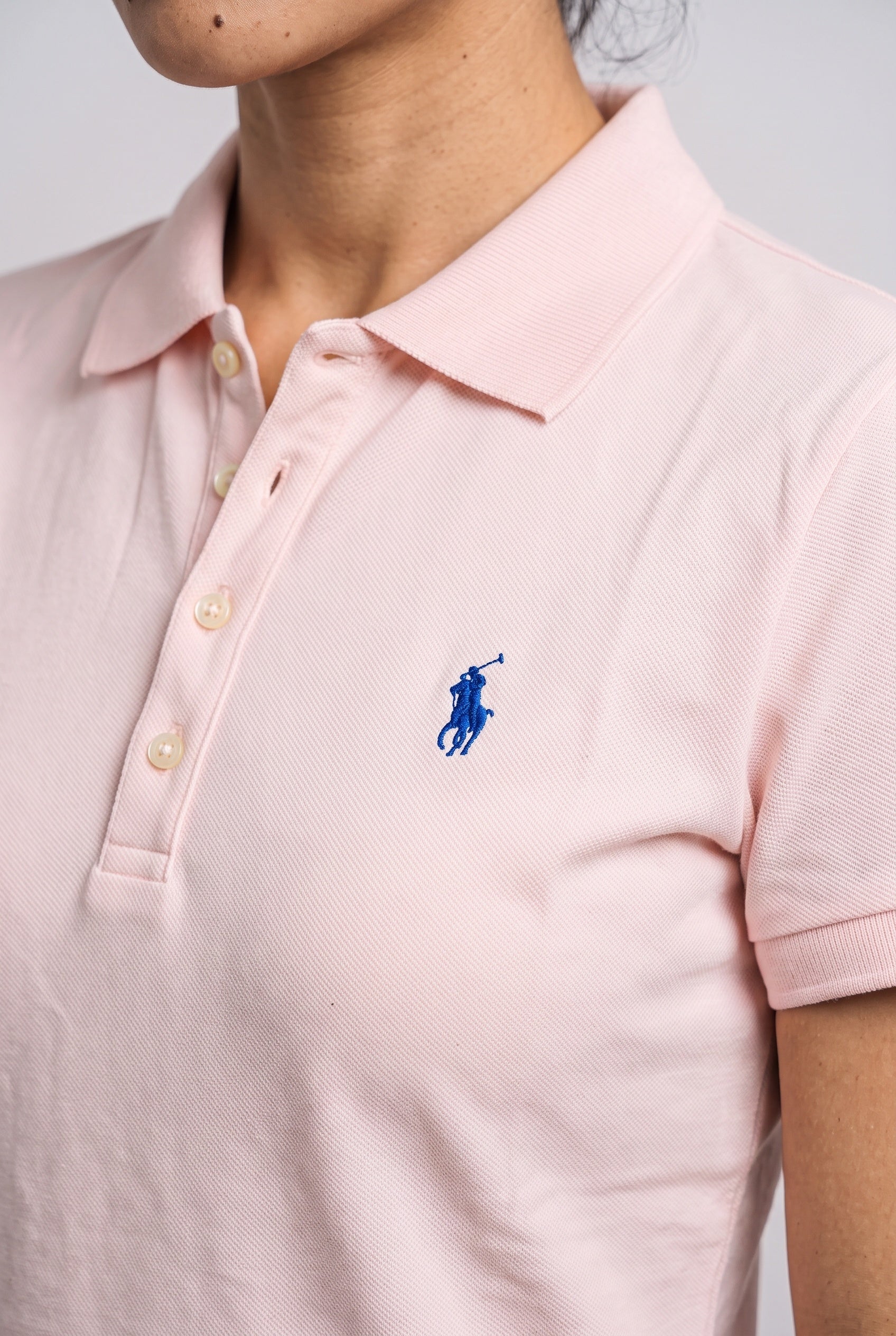 Gola Polo Feminina RL Palm Club - Rosa Small Pony Azul Marinho