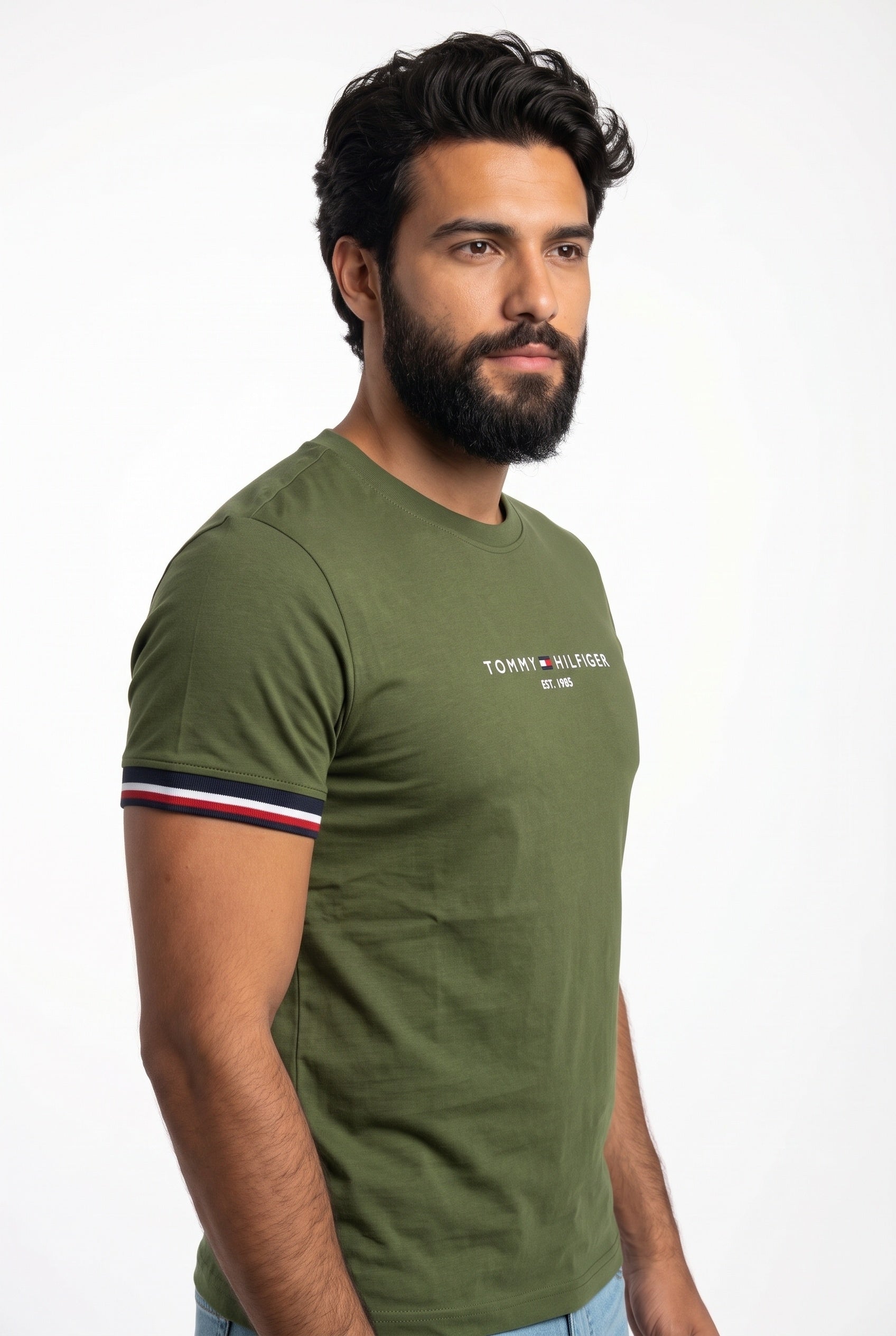 Camiseta TH Est. 1985 Band Sleeve - Verde Musgo