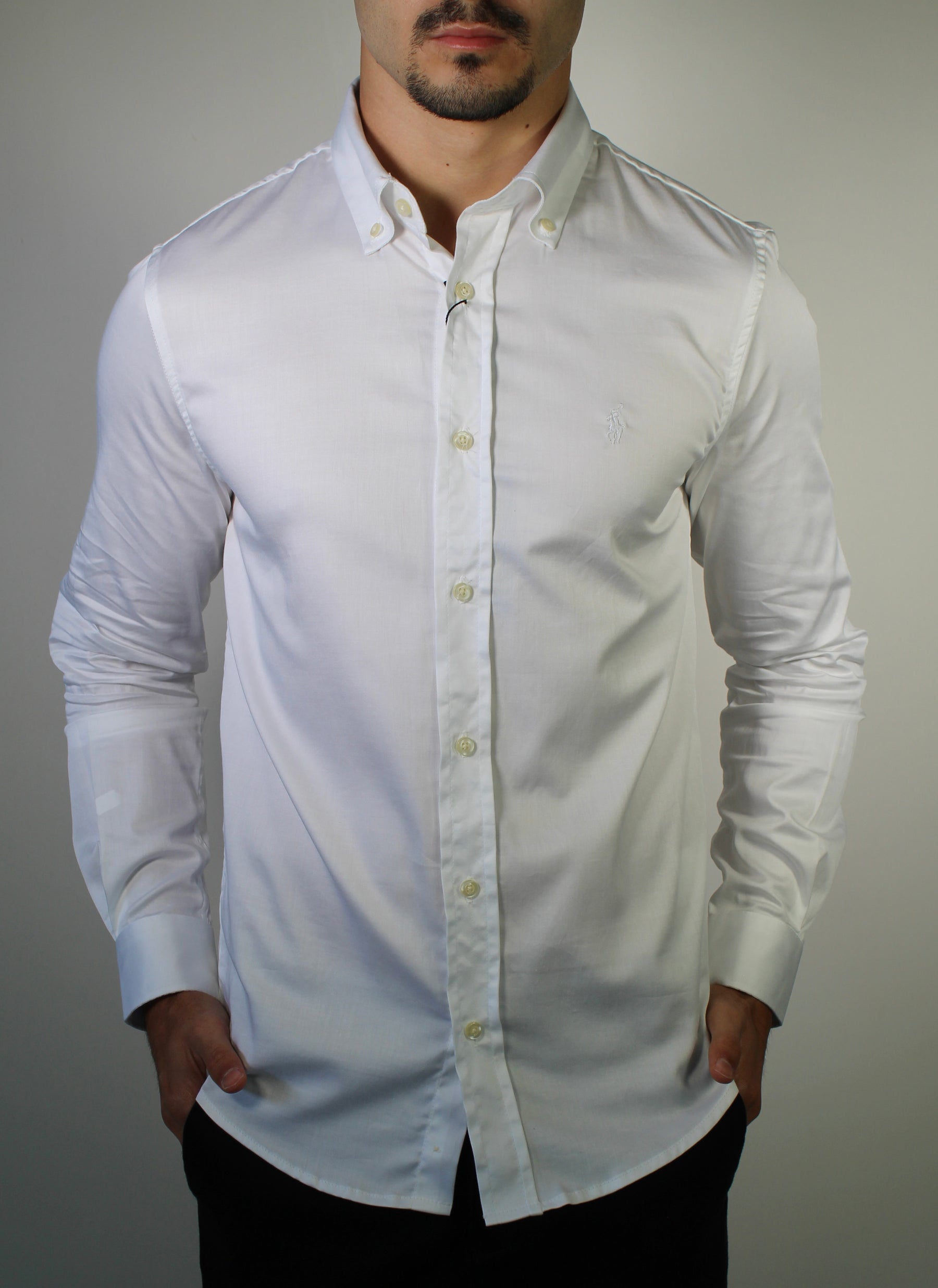 Camisa Social RL Acetinada Manga Longa - Branca
