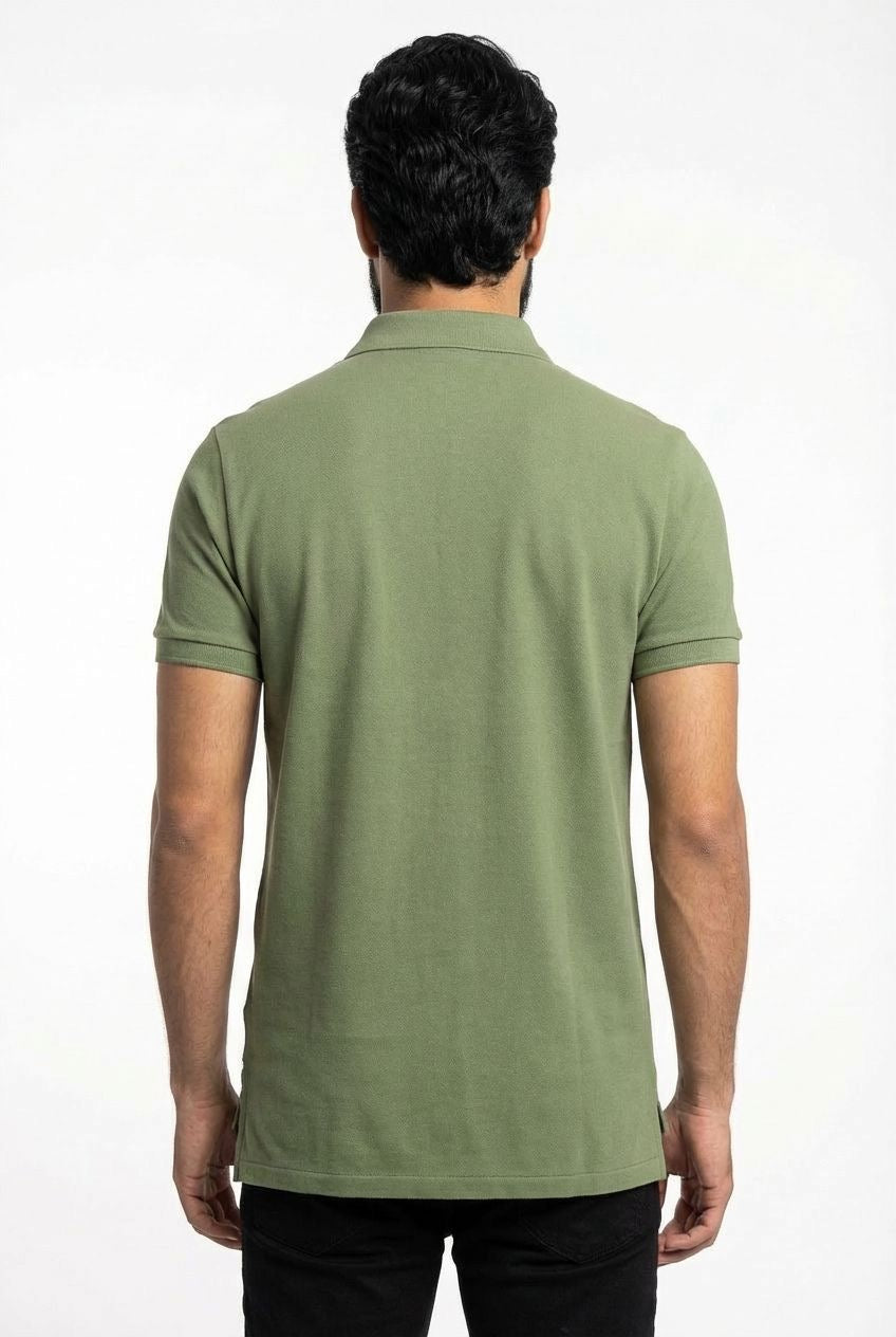 Camisa Gola Polo RL - Verde Musgo Small Pony Bege