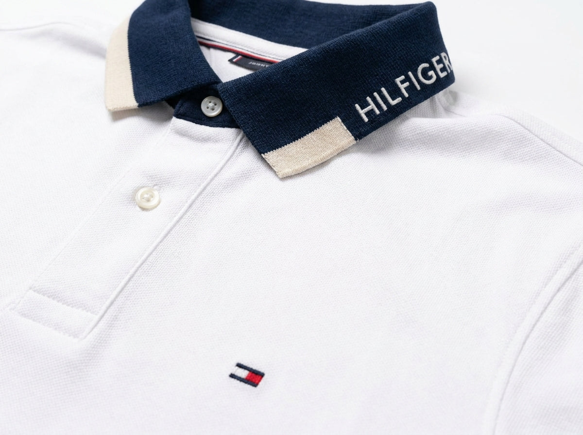 Camisa Gola Polo TH Trademark Contrast - Branca