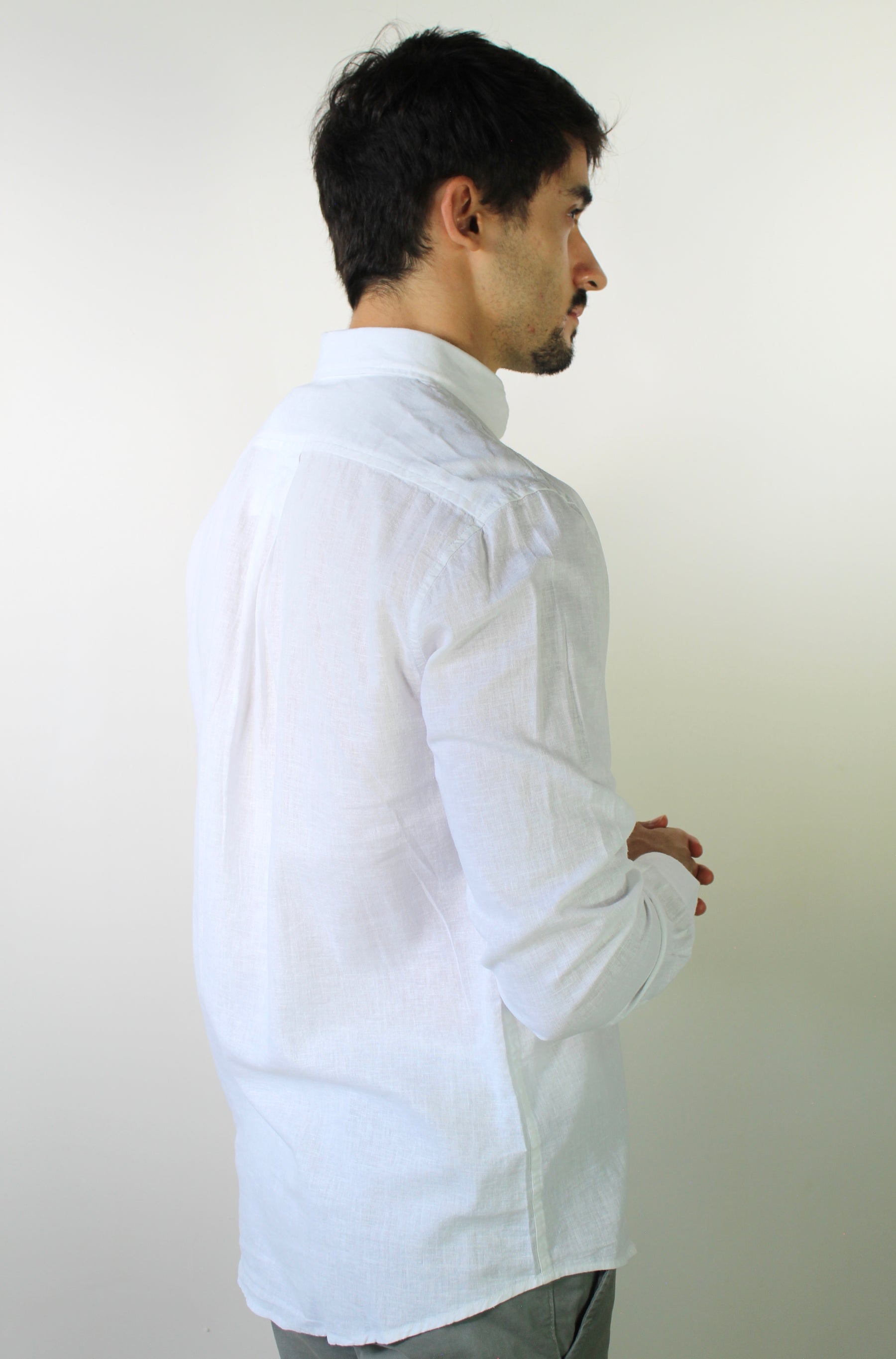 Camisa RL Manga Longa Linho - Branca Small Pony Monocromático