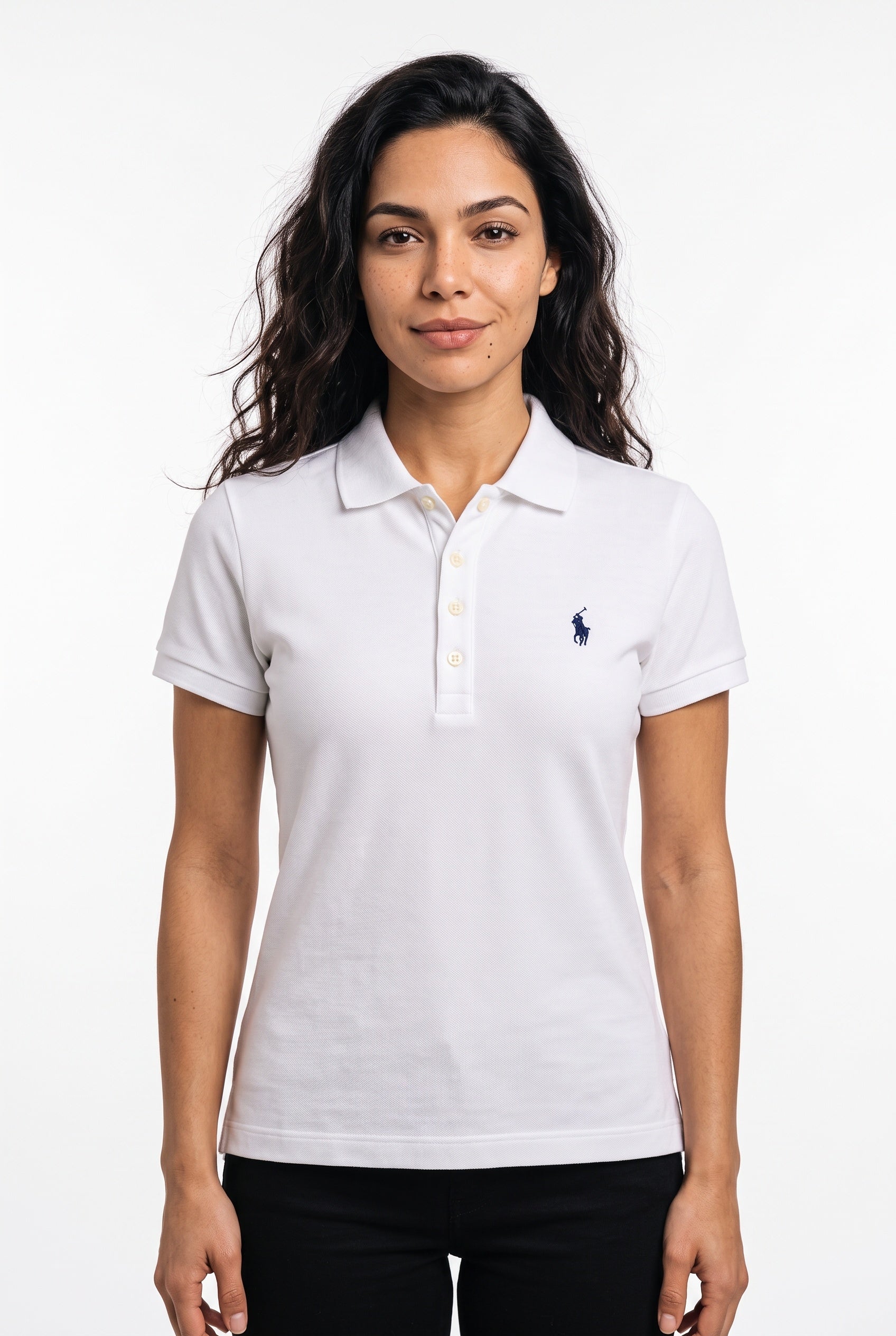 Gola Polo Feminina RL Palm Club - Branca Small Pony Azul Marinho