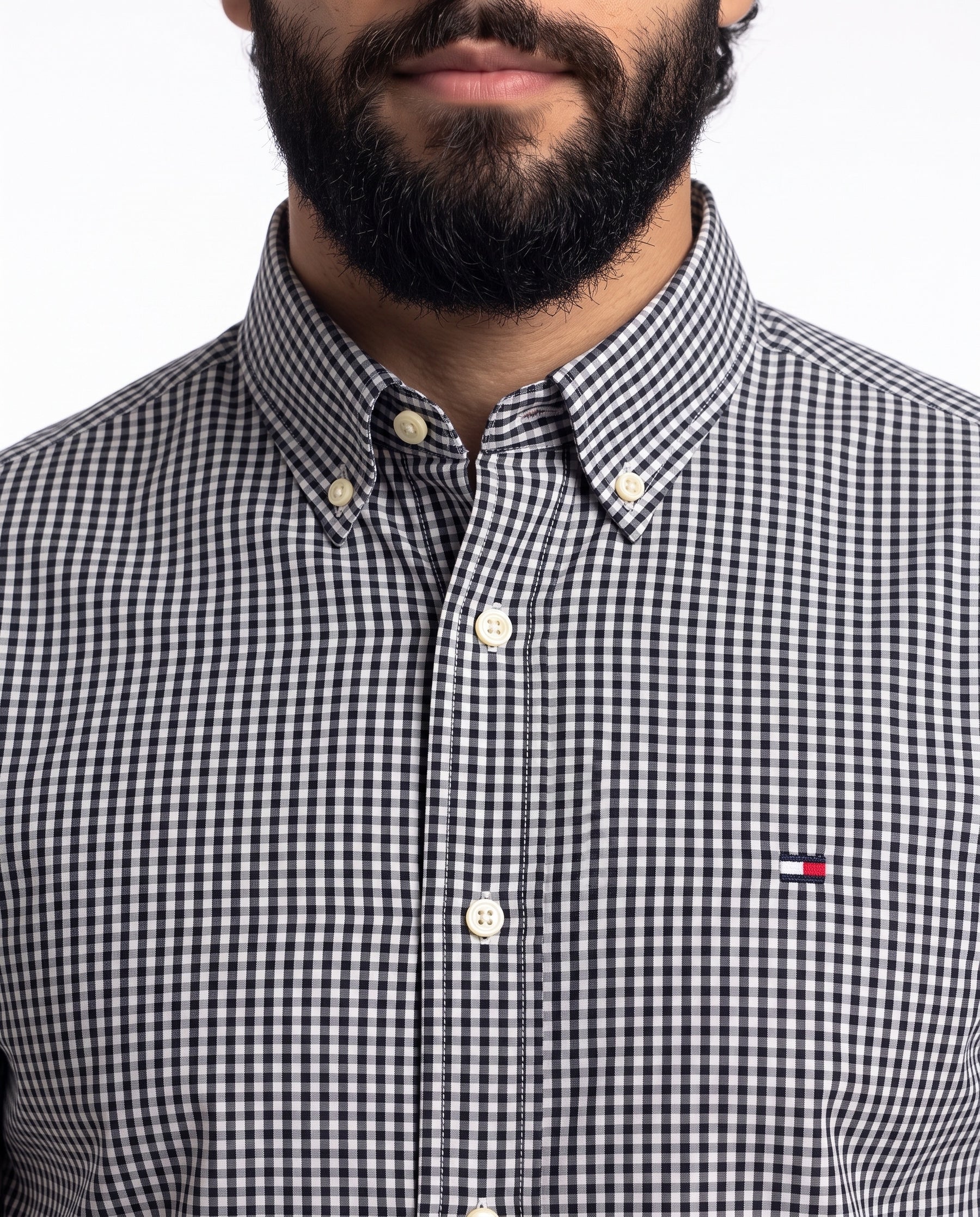 Camisa Manga Longa TH - Portland Grid Microxadrez Preto