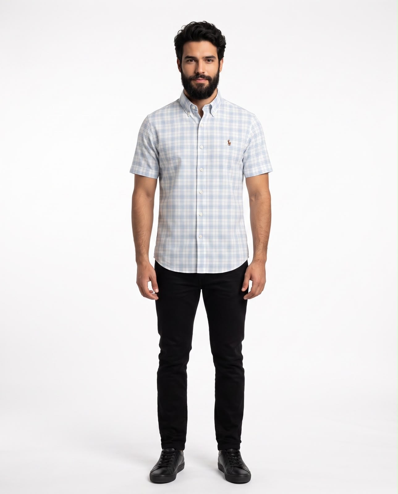 Camisa Manga Curta RL - Newcastle Check Xadrez Azul