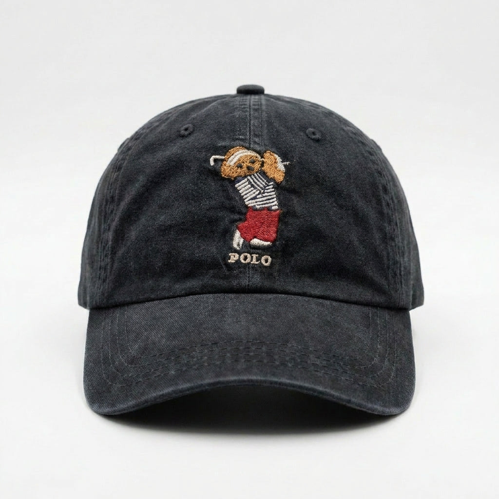 Boné Polo RL Golf Bear - Preto Estonado