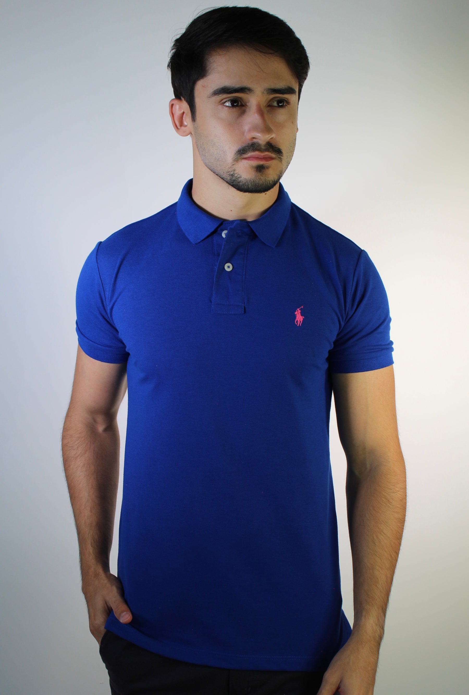 Camisa Gola Polo RL - Azul Turquesa Small Pony Rosa