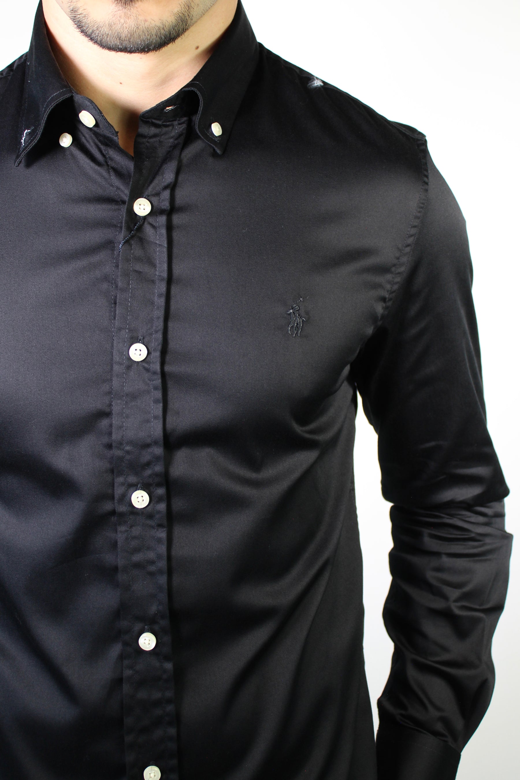 Camisa Social RL Acetinada Manga Longa - Preta