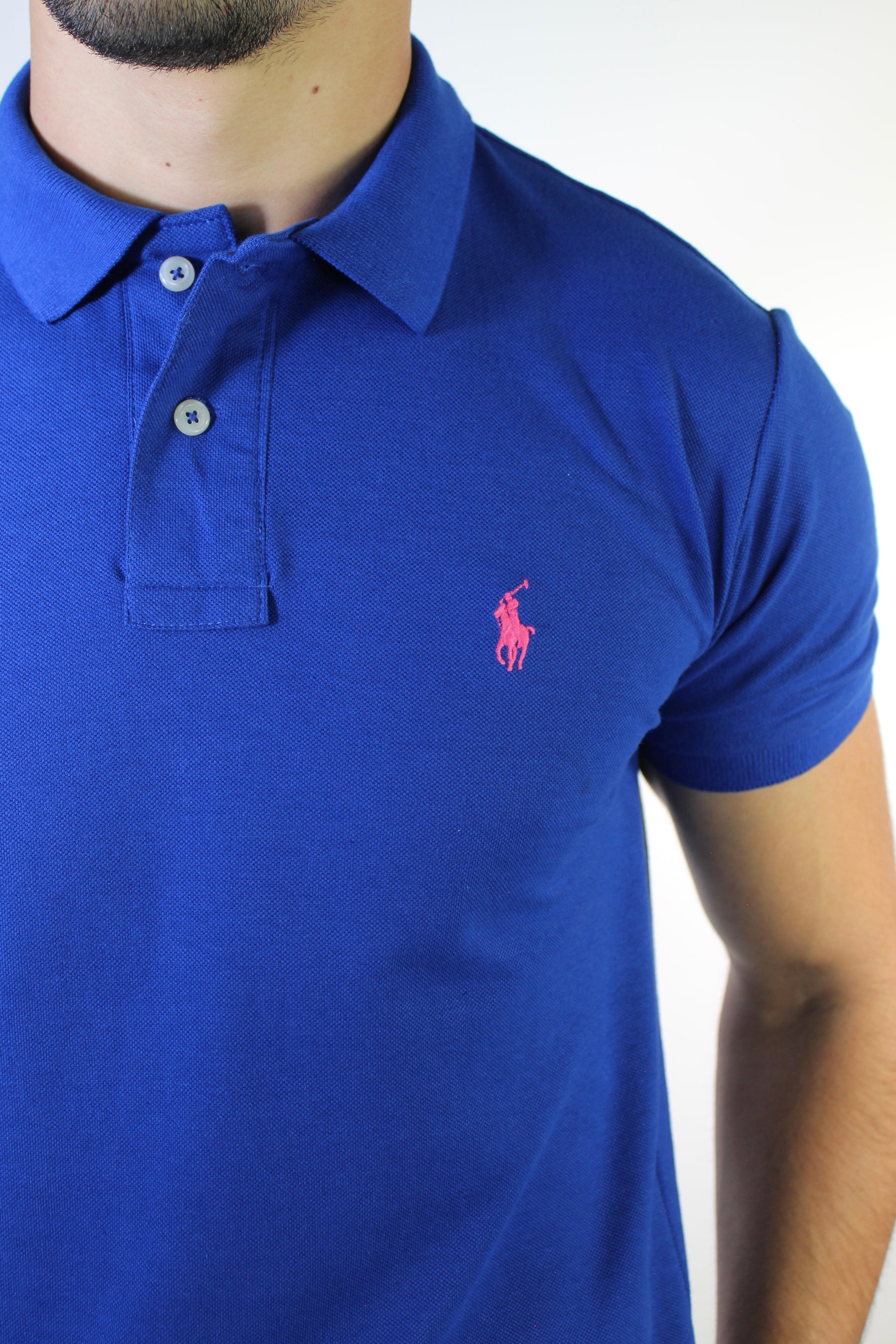 Camisa Gola Polo RL - Azul Turquesa Small Pony Rosa