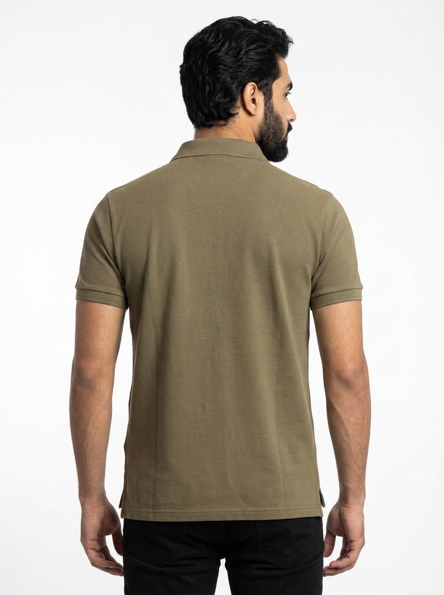 Camisa Gola Polo RL - Verde Oliva Small Pony Bege
