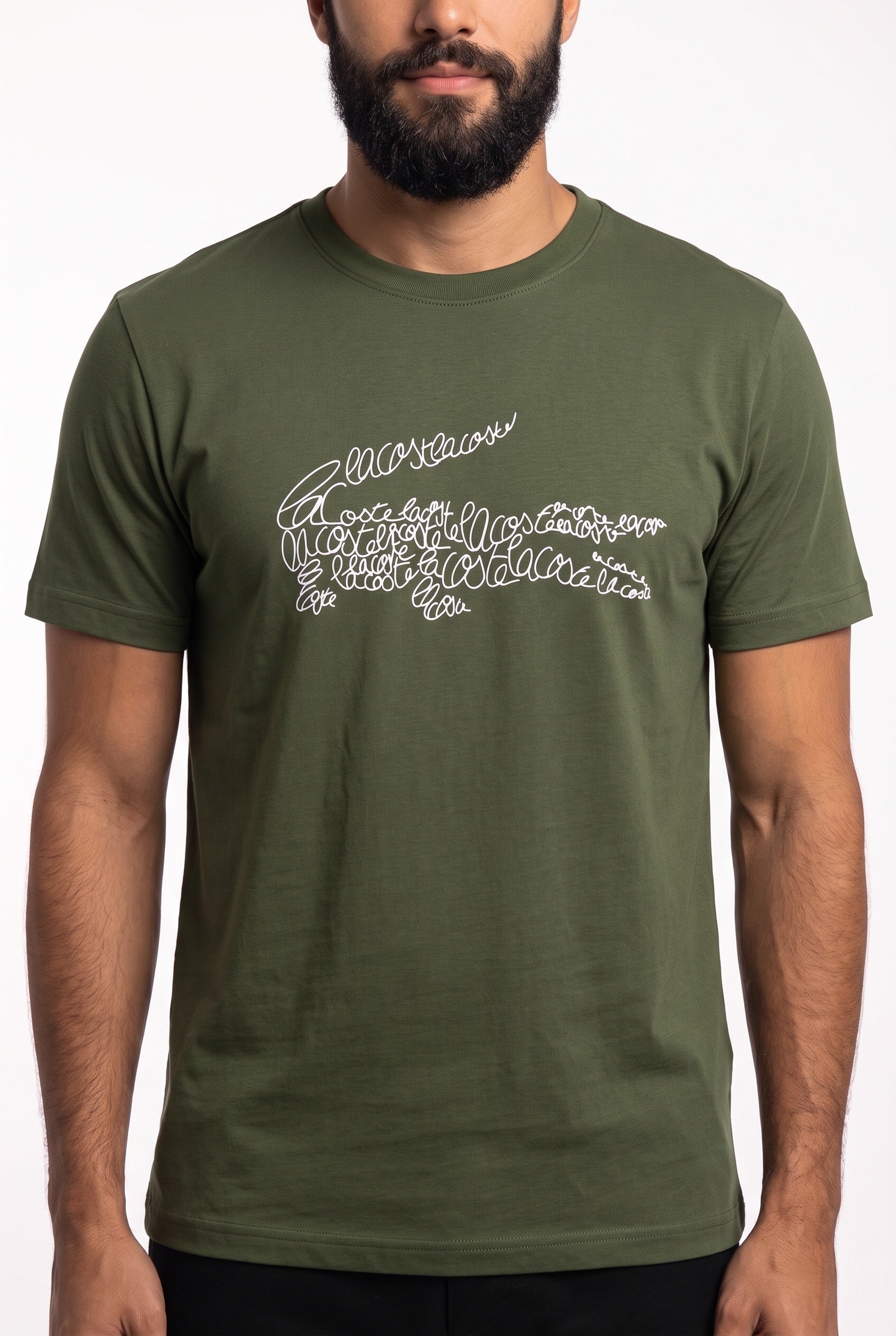 Camiseta LCT Handwritten Croco Logo - Verde Musgo