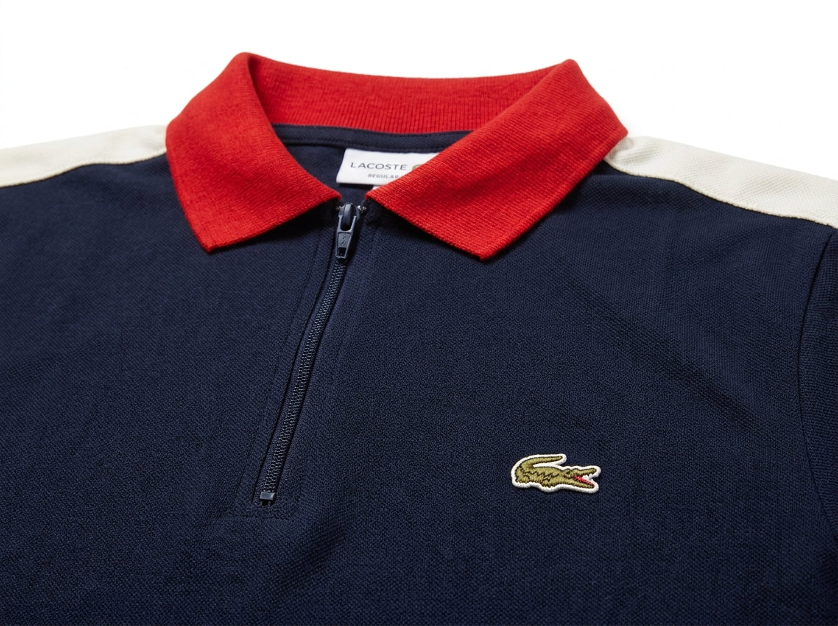 Camisa Gola Polo LCT Legacy Contrast Zip - Azul Marinho