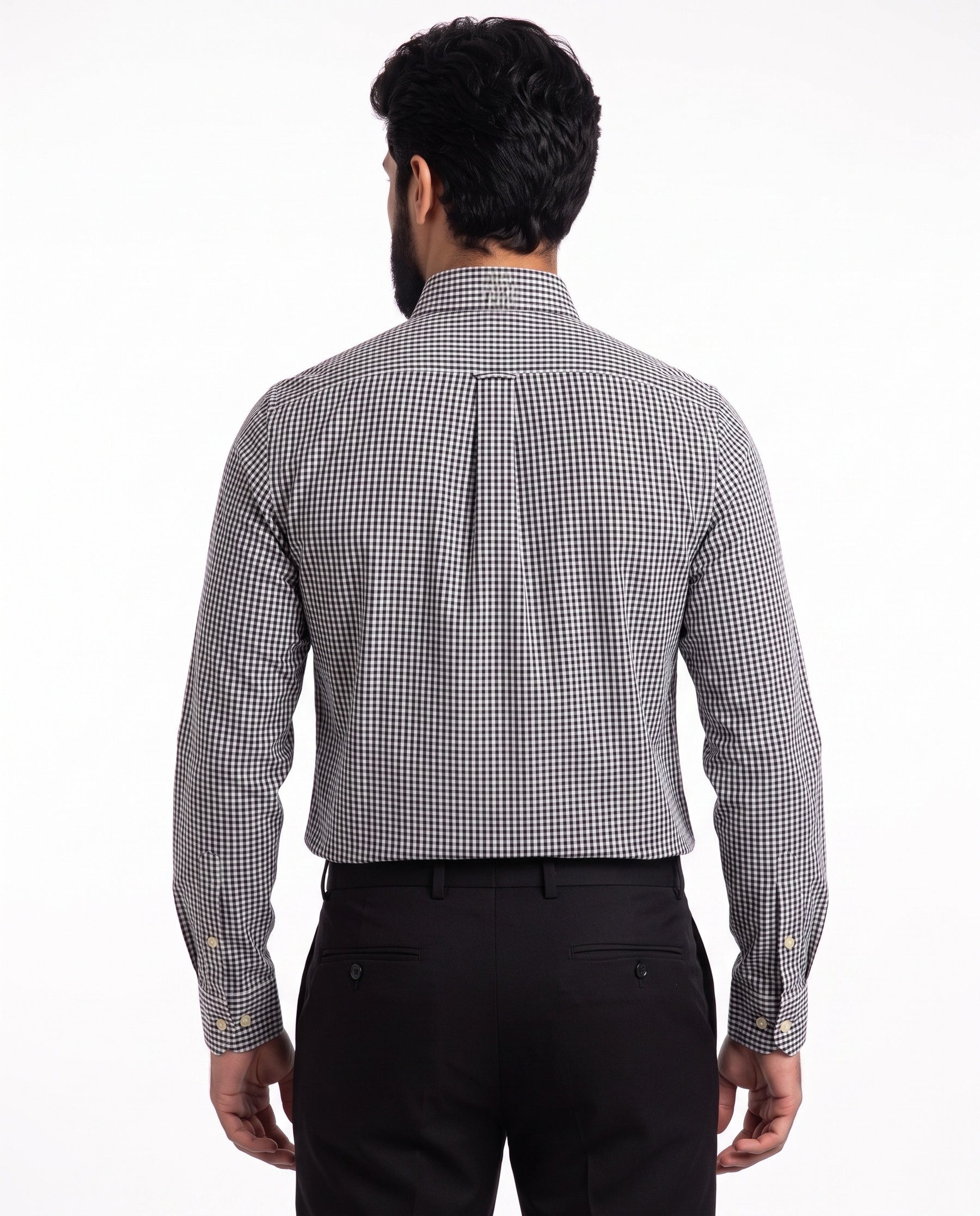Camisa Manga Longa TH - Portland Grid Microxadrez Preto