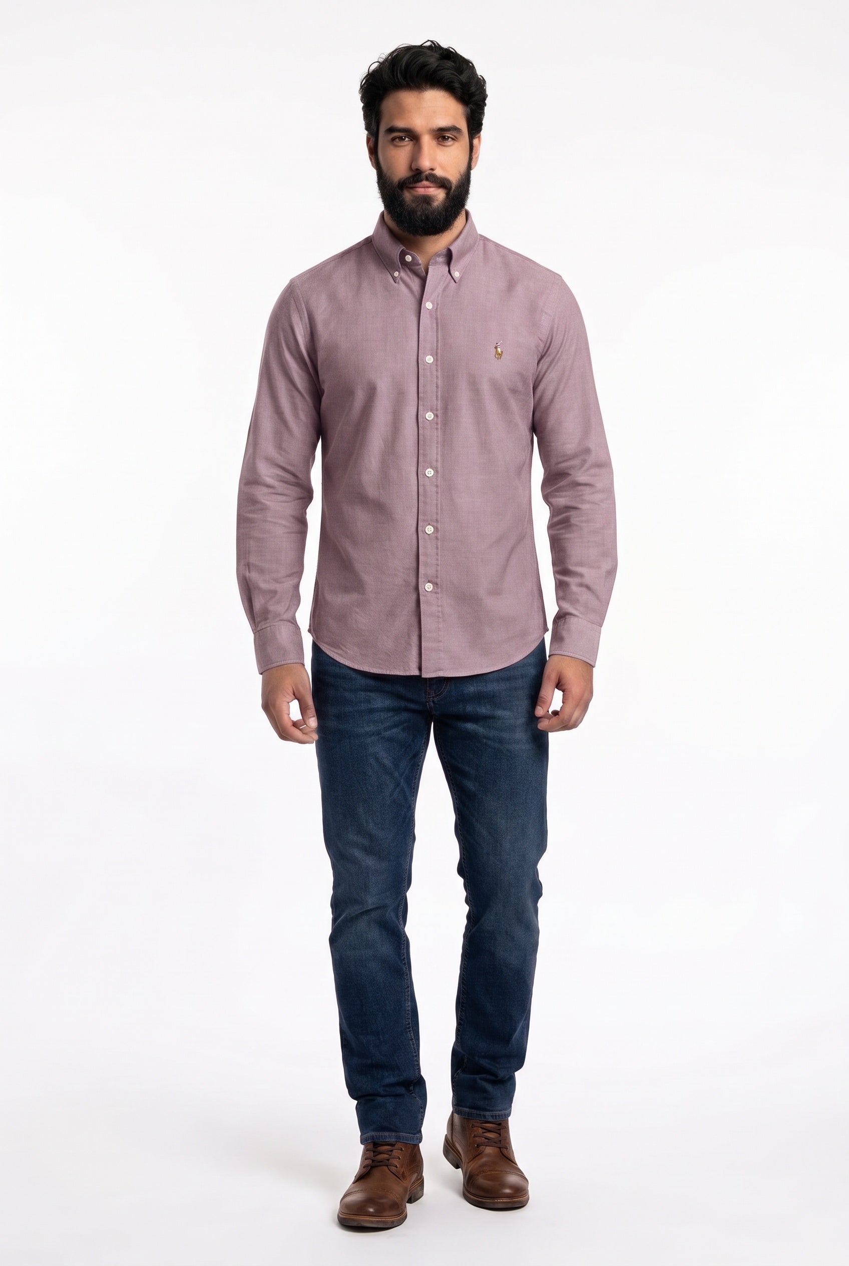 Camisa Social Lisa RL Manga Longa - Bordô Mescla