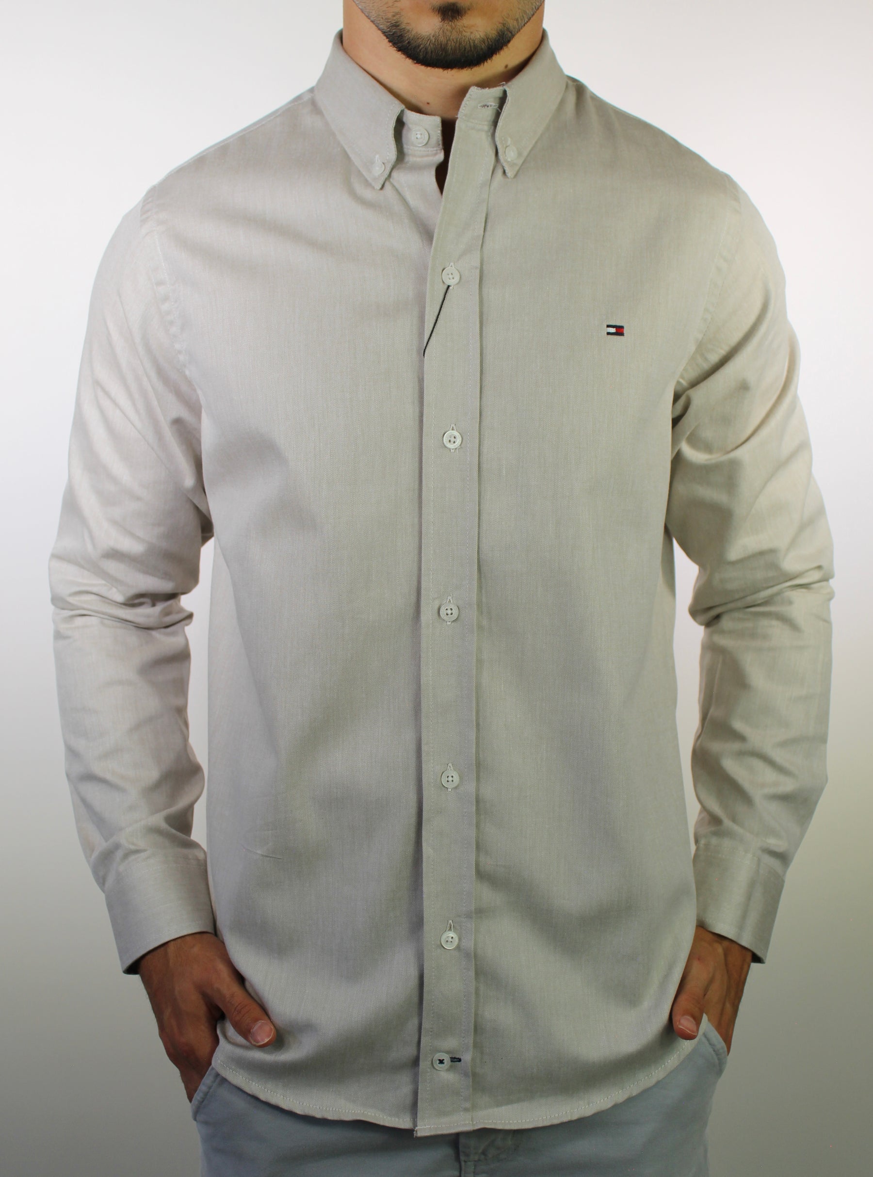 Camisa Social Lisa Manga Longa TH Classic - Areia Mescla