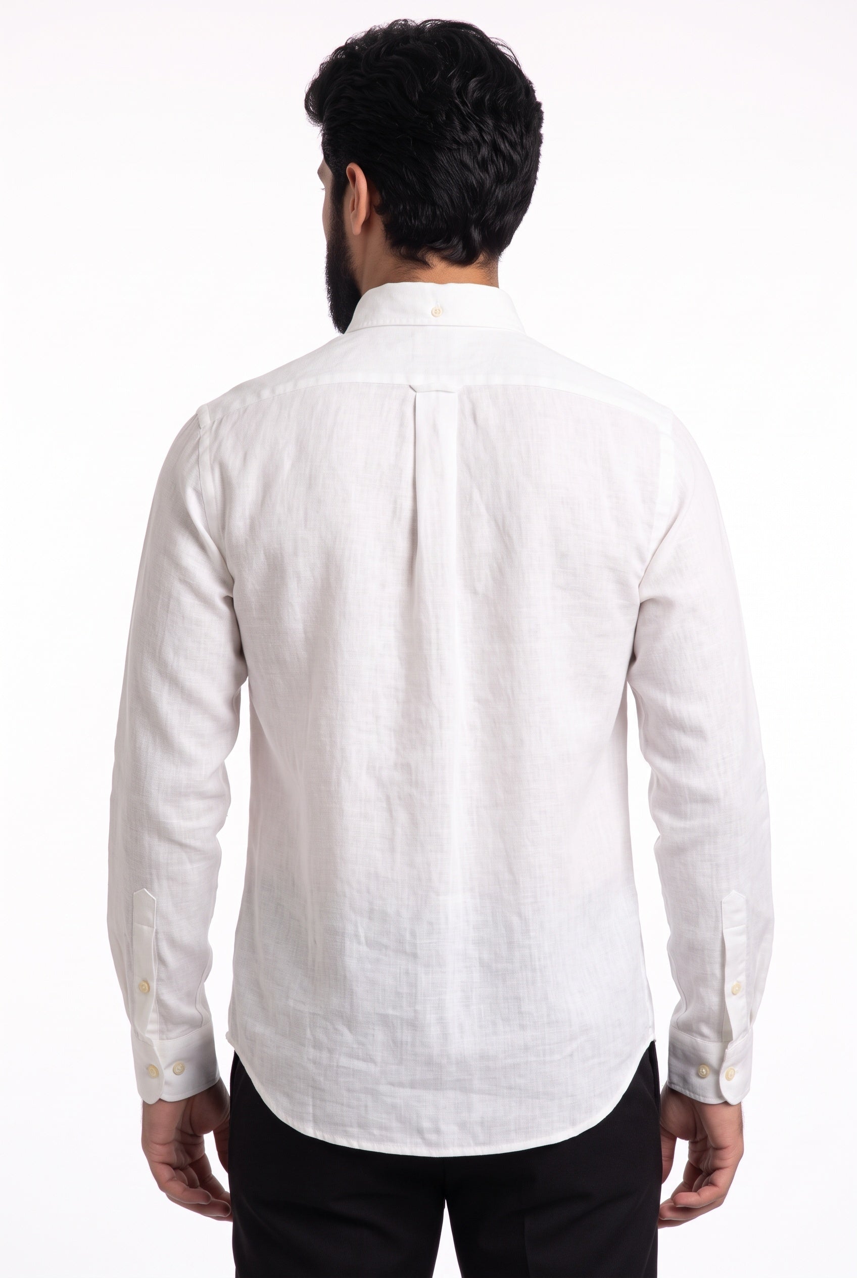 Camisa RL Longa Linho - Branca Small Pony Azul Marinho