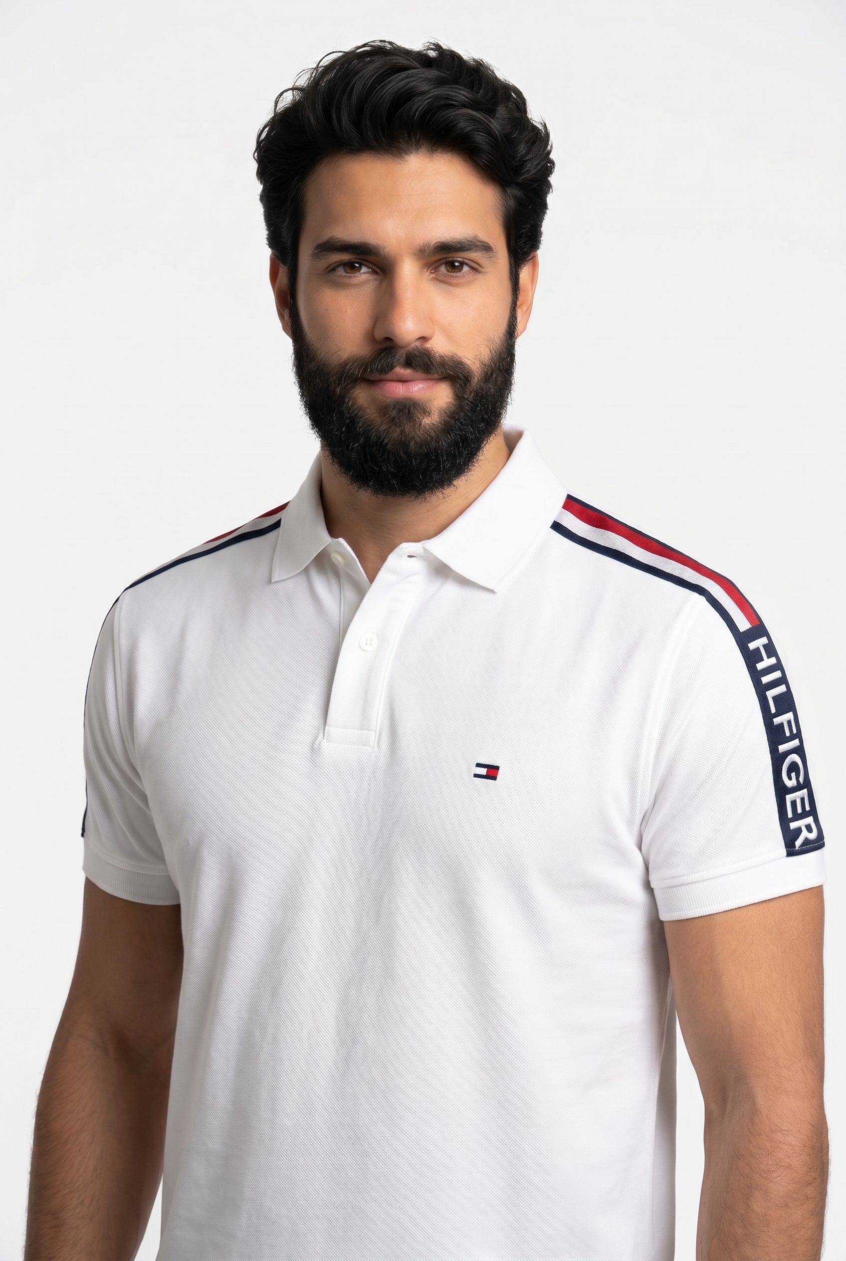 Camisa Gola Polo TH Legacy Stripe - Branca