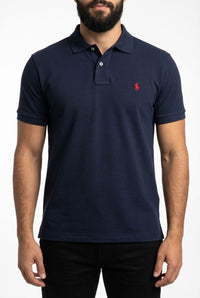 Camisa Gola Polo RL - Azul Marinho Small Pony Vermelho