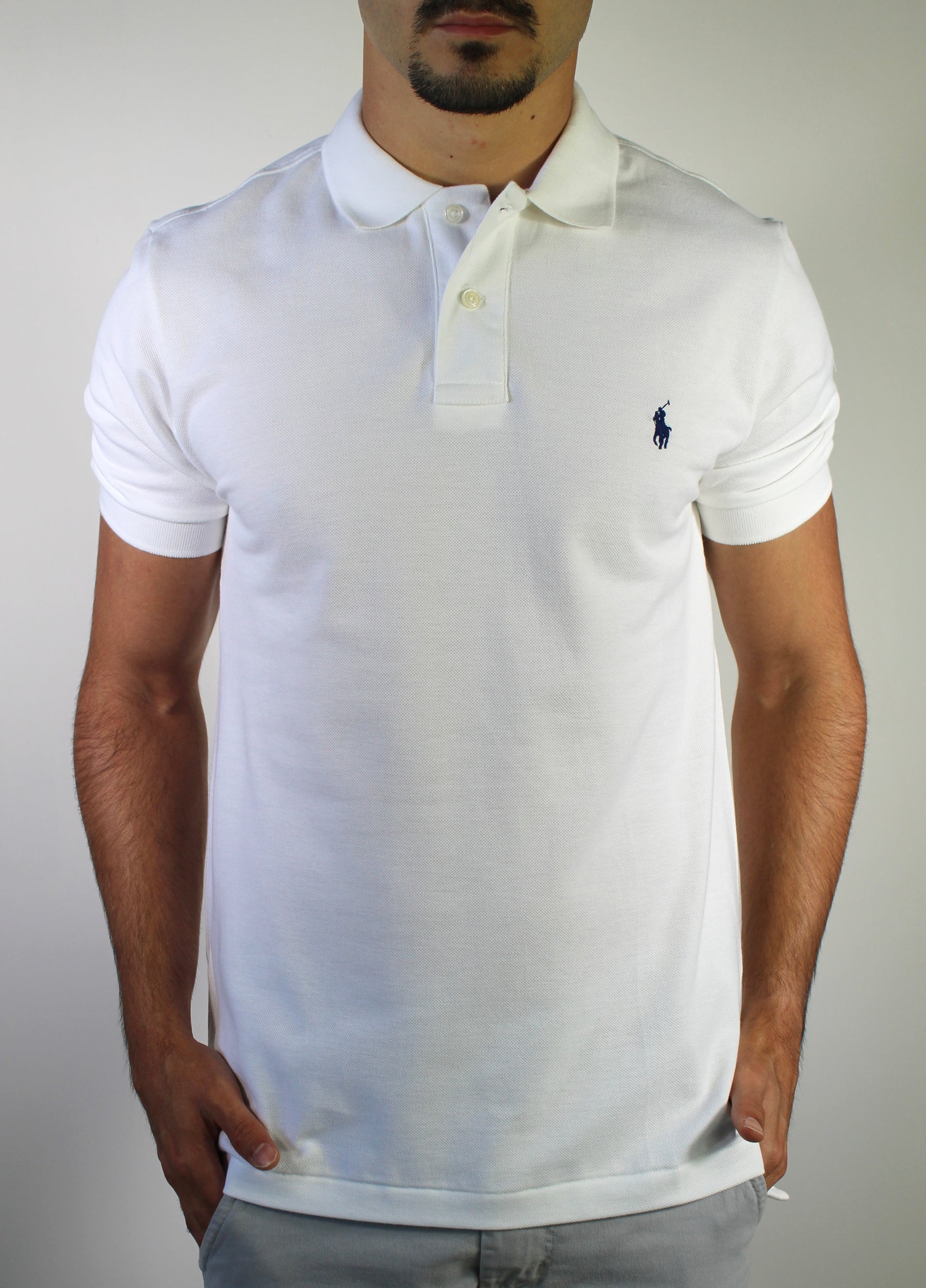 Camisa Gola Polo RL - Branca Small Pony Azul Marinho