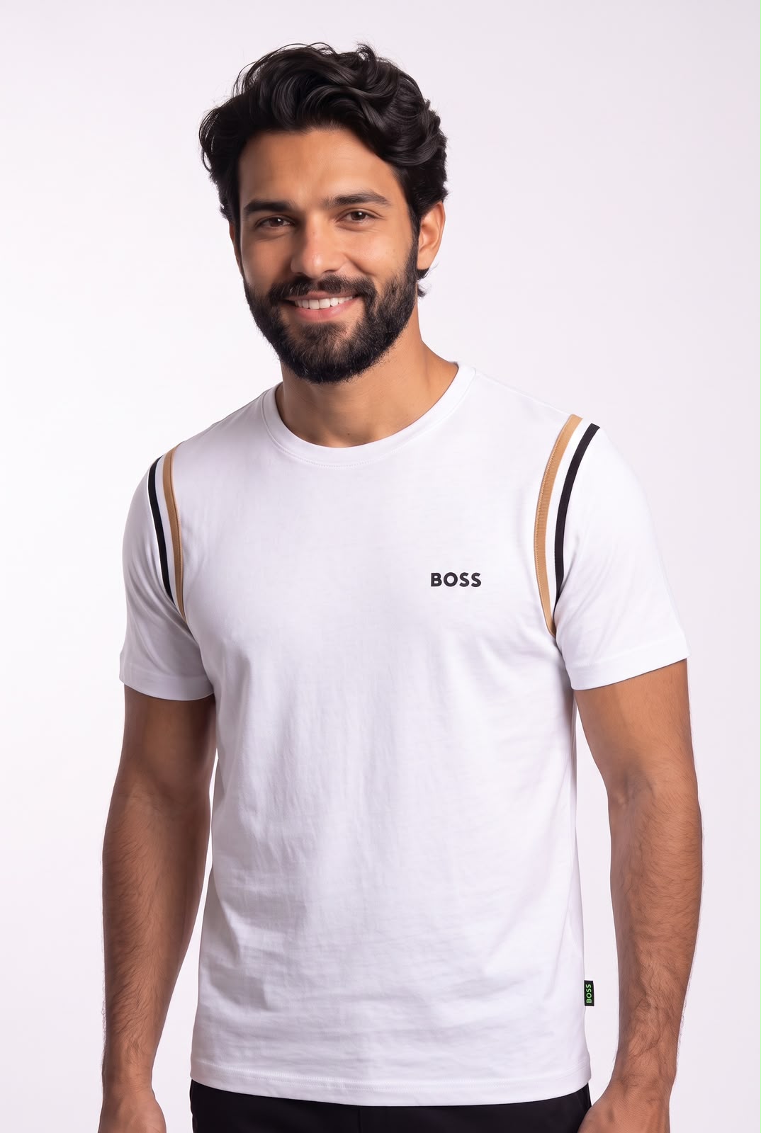 Camiseta Boss Contrast Dual Stripe - Off White
