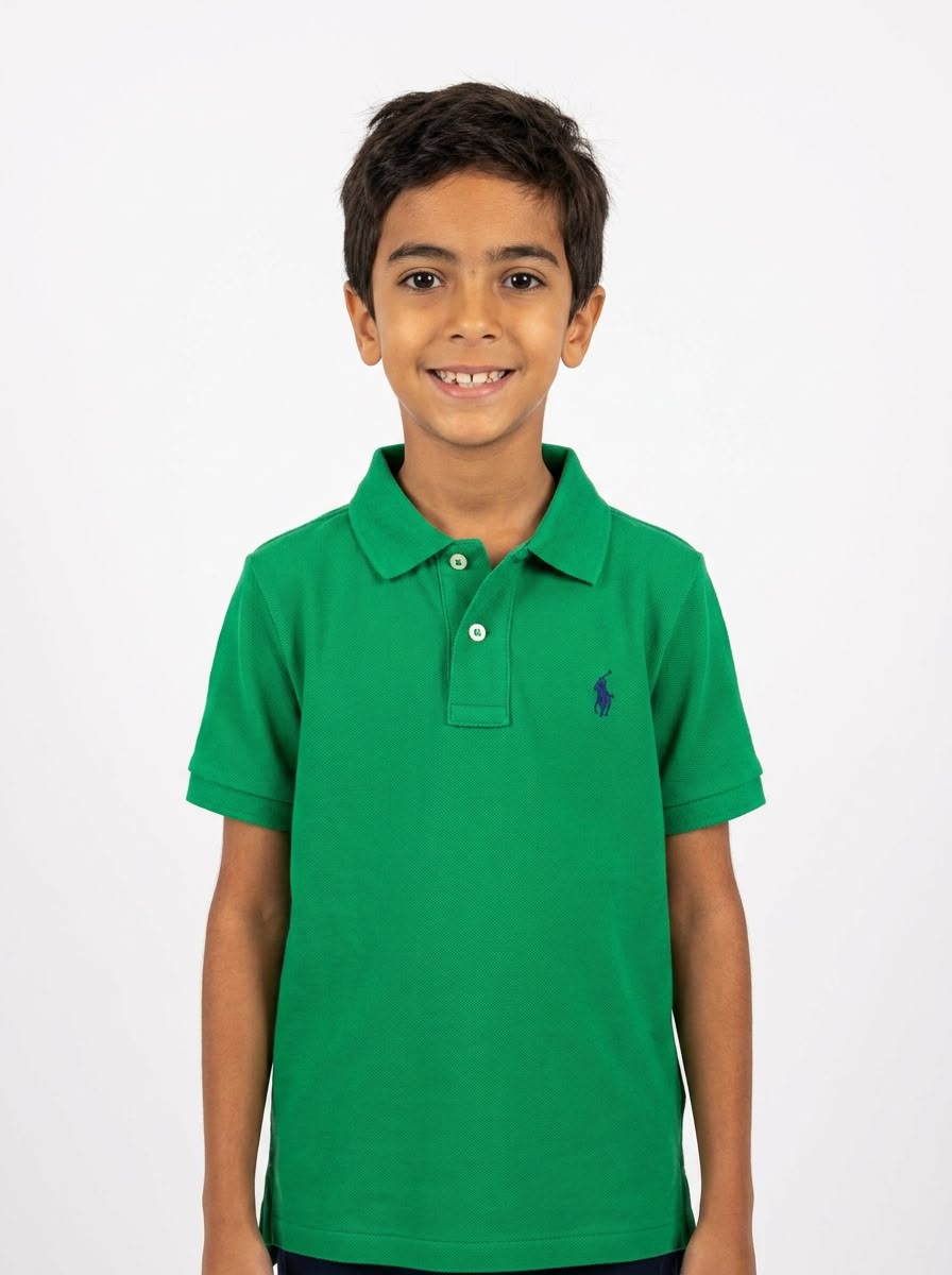 Camisa Gola Polo Infantil RL - Verde Bandeira Small Pony Azul