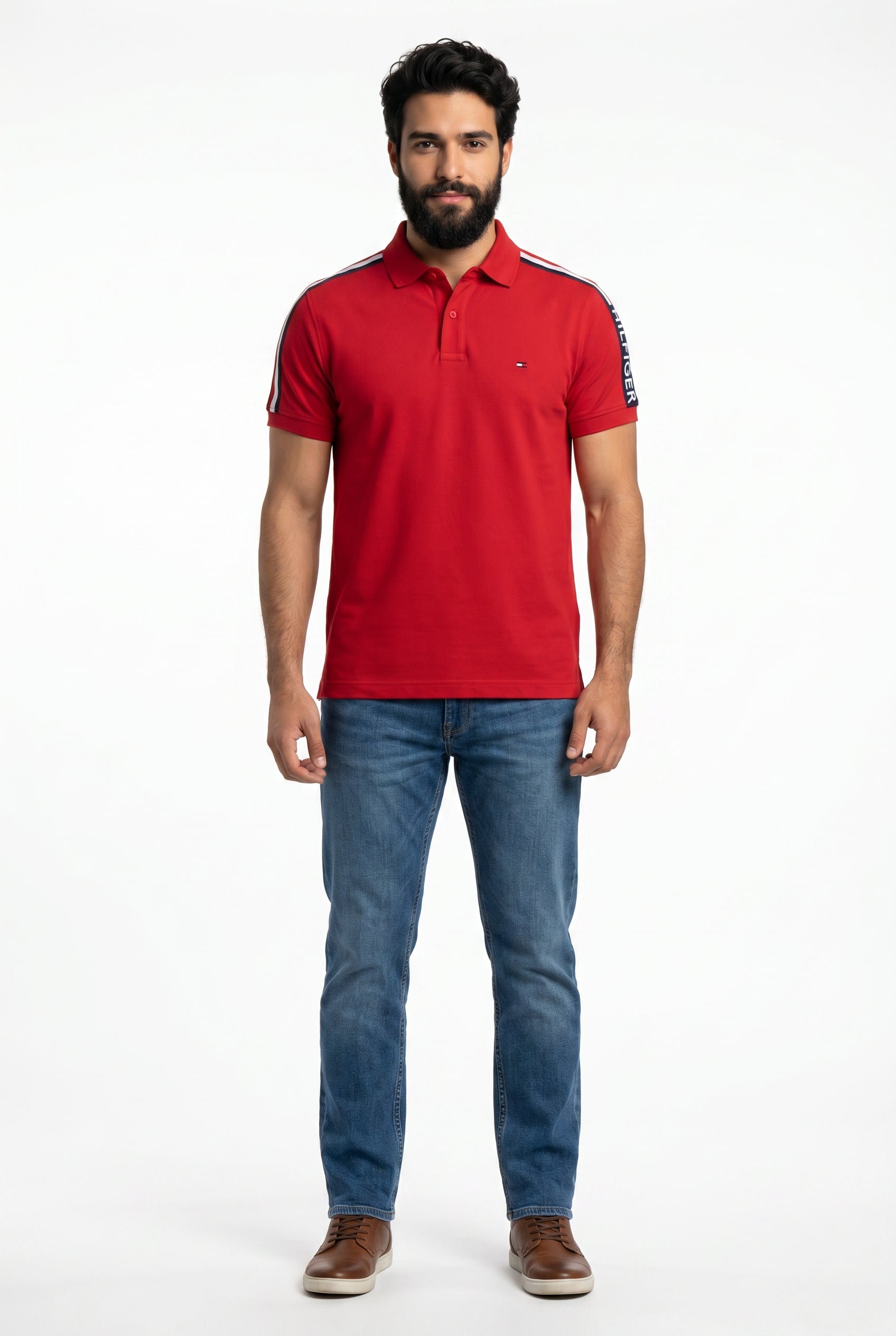 Camisa Gola Polo TH Legacy Stripe - Vermelha