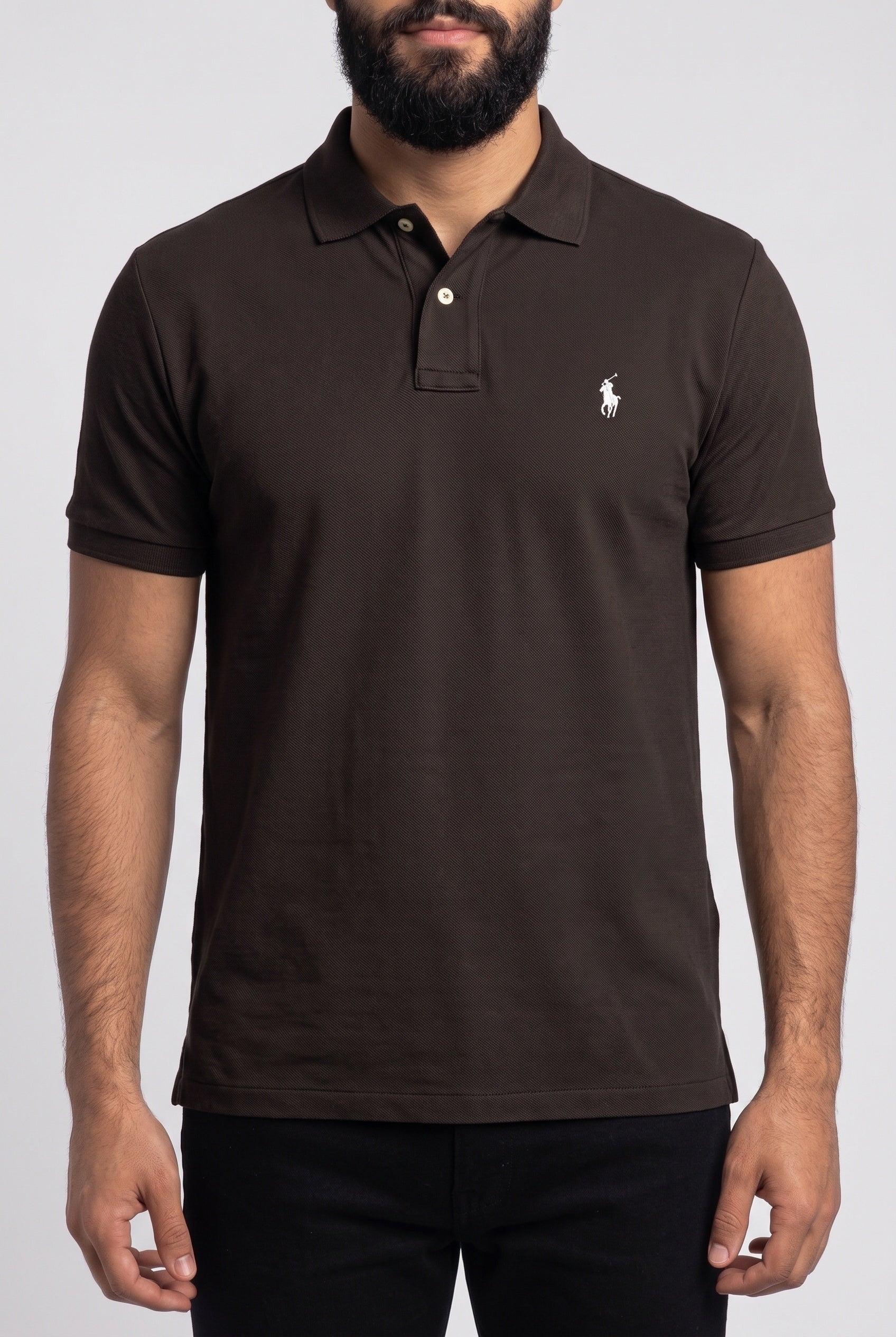 Camisa Gola Polo RL - Marrom Small Pony Bege