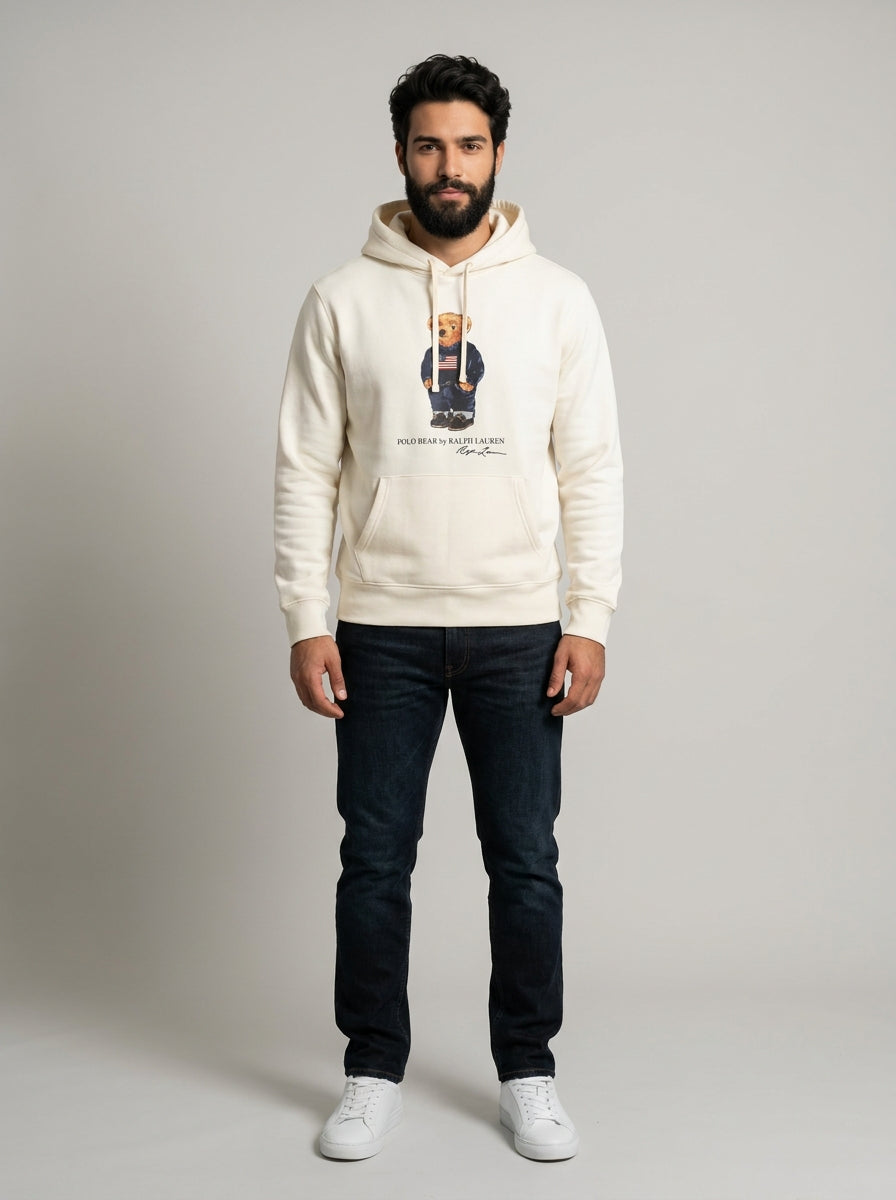 Moletom RL Polo Bear Hooded Sweatshirt - Off White