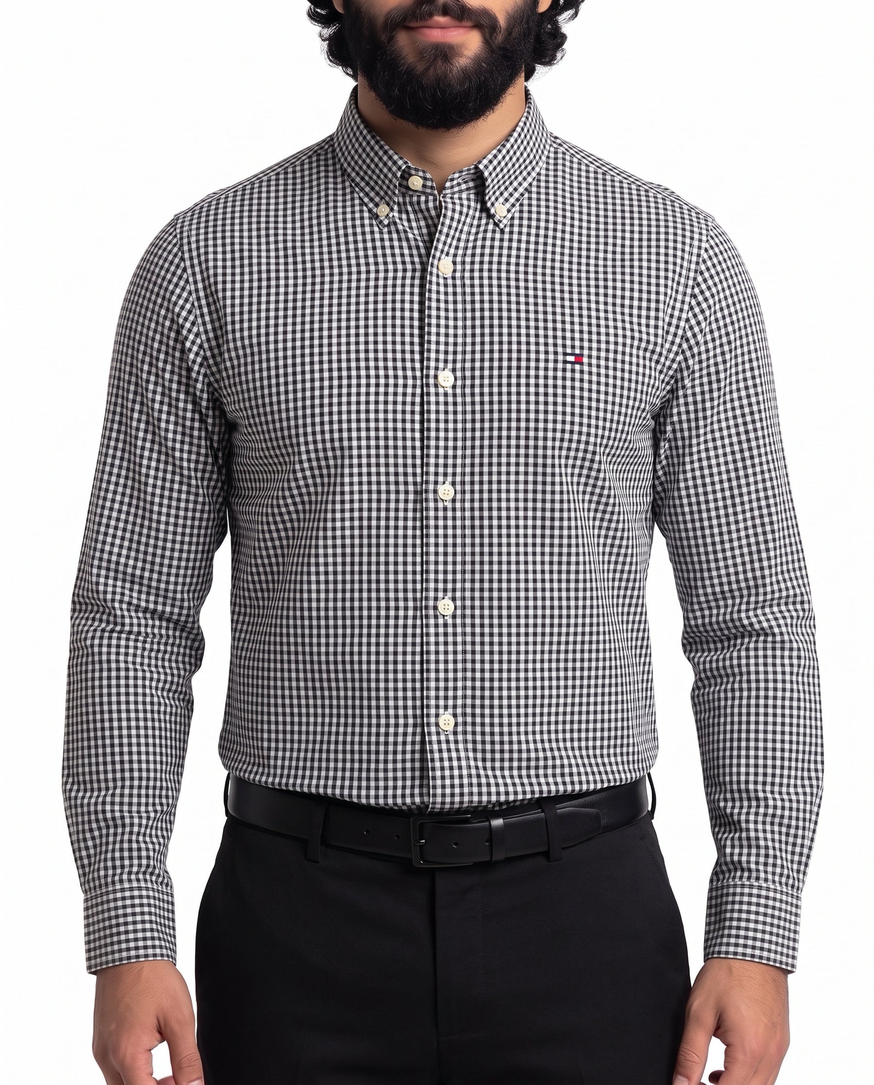 Camisa Manga Longa TH - Portland Grid Microxadrez Preto