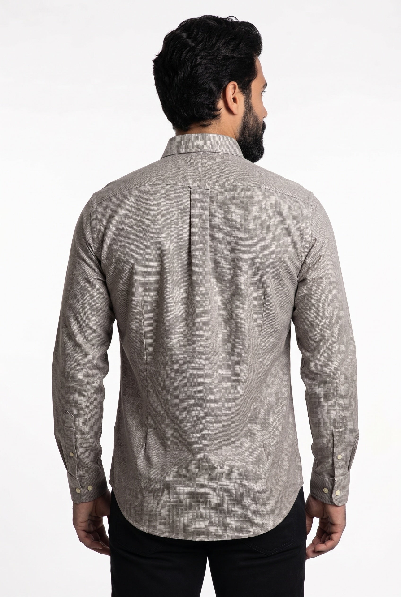 Camisa Social Lisa RL Manga Longa - Marrom Mescla