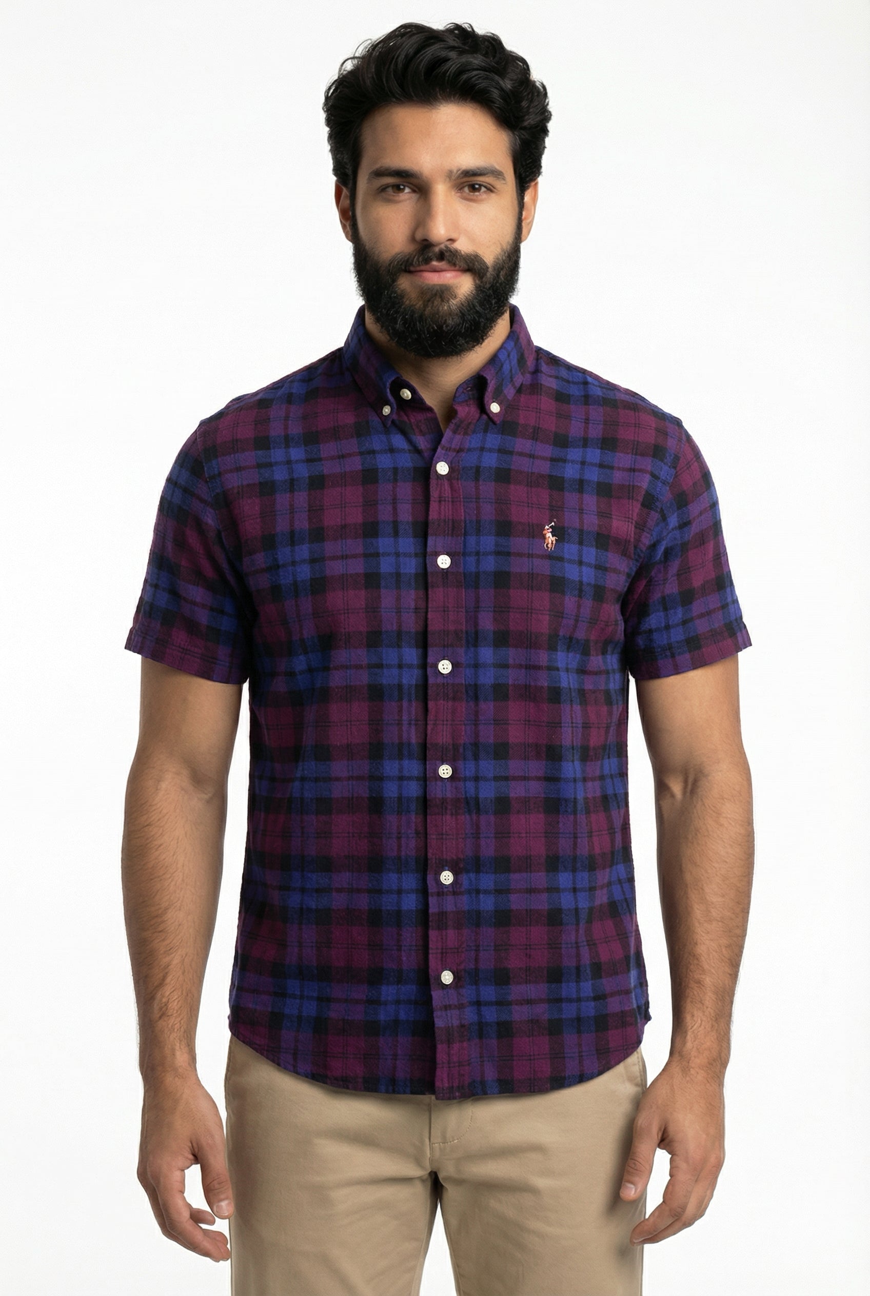 Camisa Manga Curta RL - Xadrez Clássico Ameixa