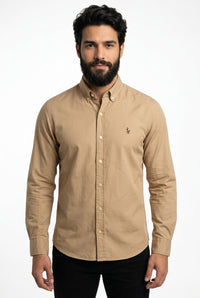 Camisa Social Lisa RL Manga Longa - Cáqui Small Pony Color