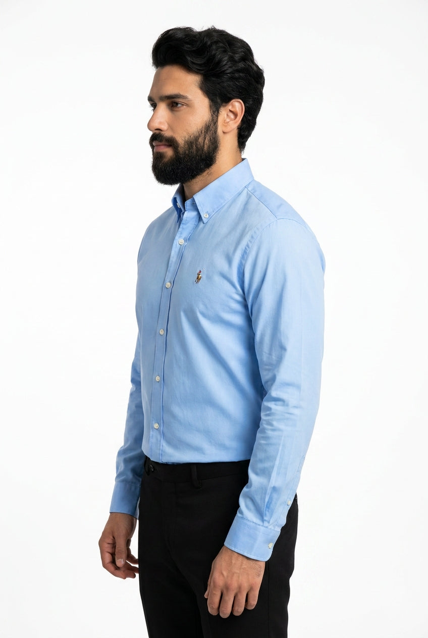 Camisa Social Lisa RL Manga Longa - Azul Bebê