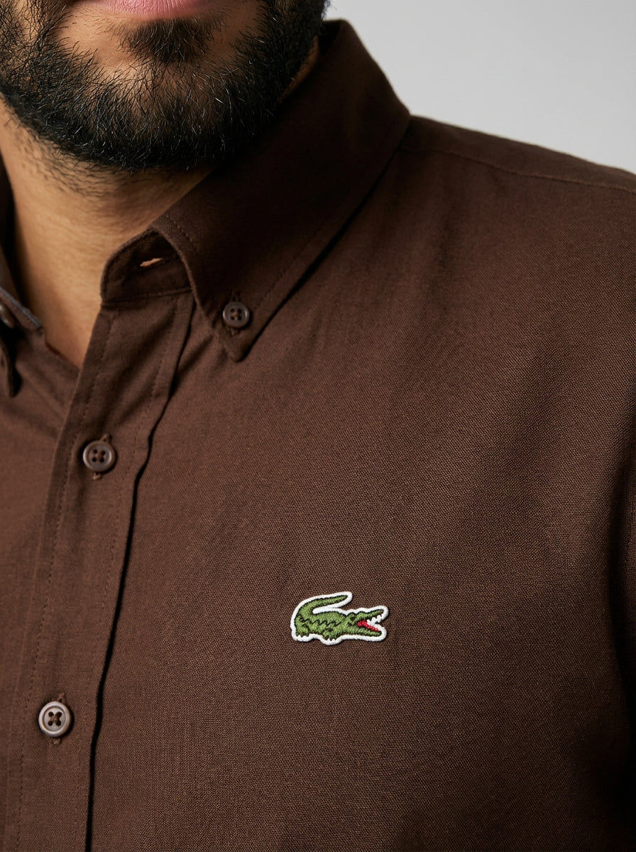 Camisa Social LCT Signature Manga Longa - Marrom
