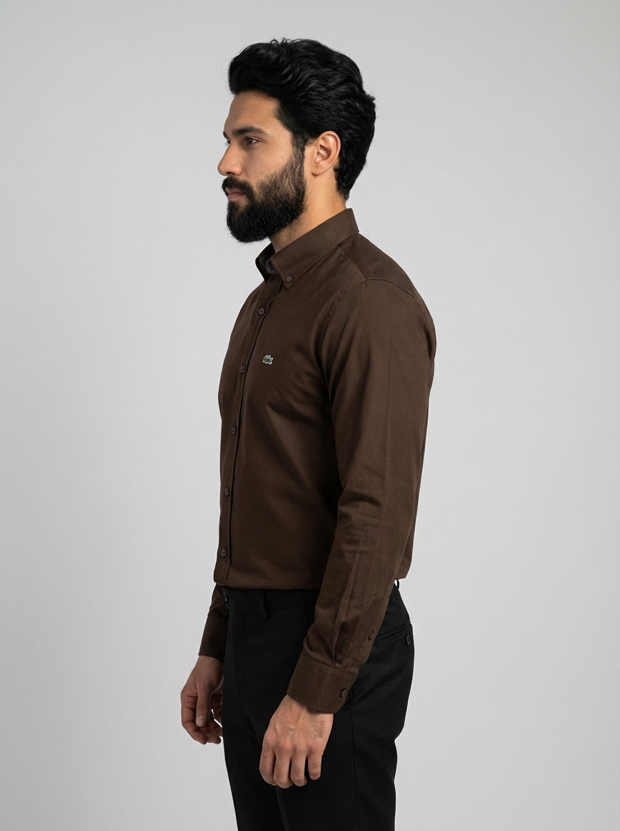 Camisa Social LCT Signature Manga Longa - Marrom