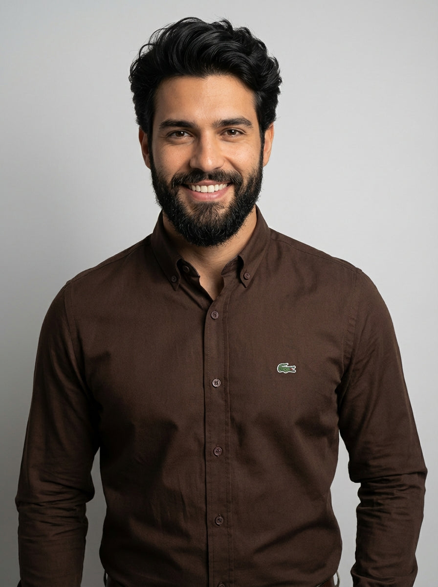 Camisa Social LCT Signature Manga Longa - Marrom