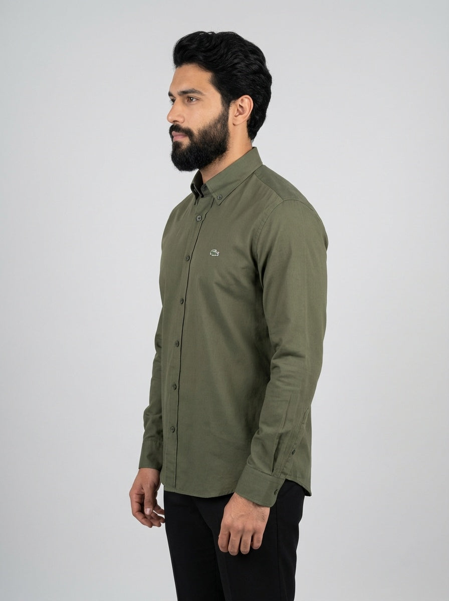 Camisa Social LCT Signature Manga Longa - Verde Army