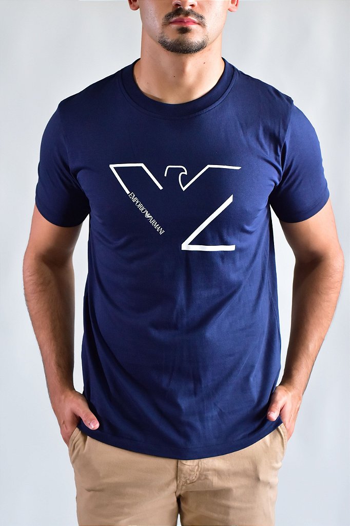 Camiseta Emporio Armani Basic Eagle - Azul Marinho
