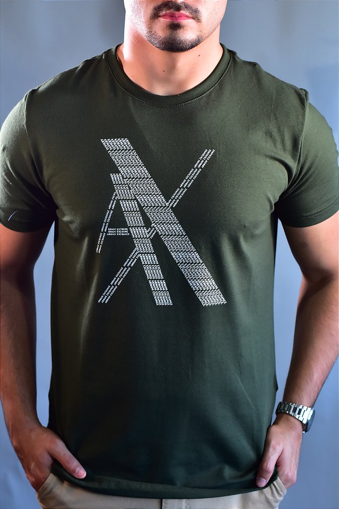 Camiseta AX Word Cloud - Verde Musgo