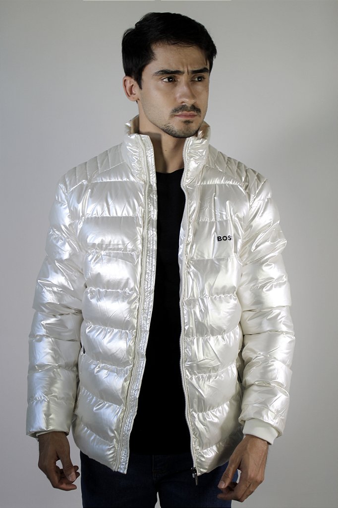 Jaqueta Puffer Boss - Metallic Off White